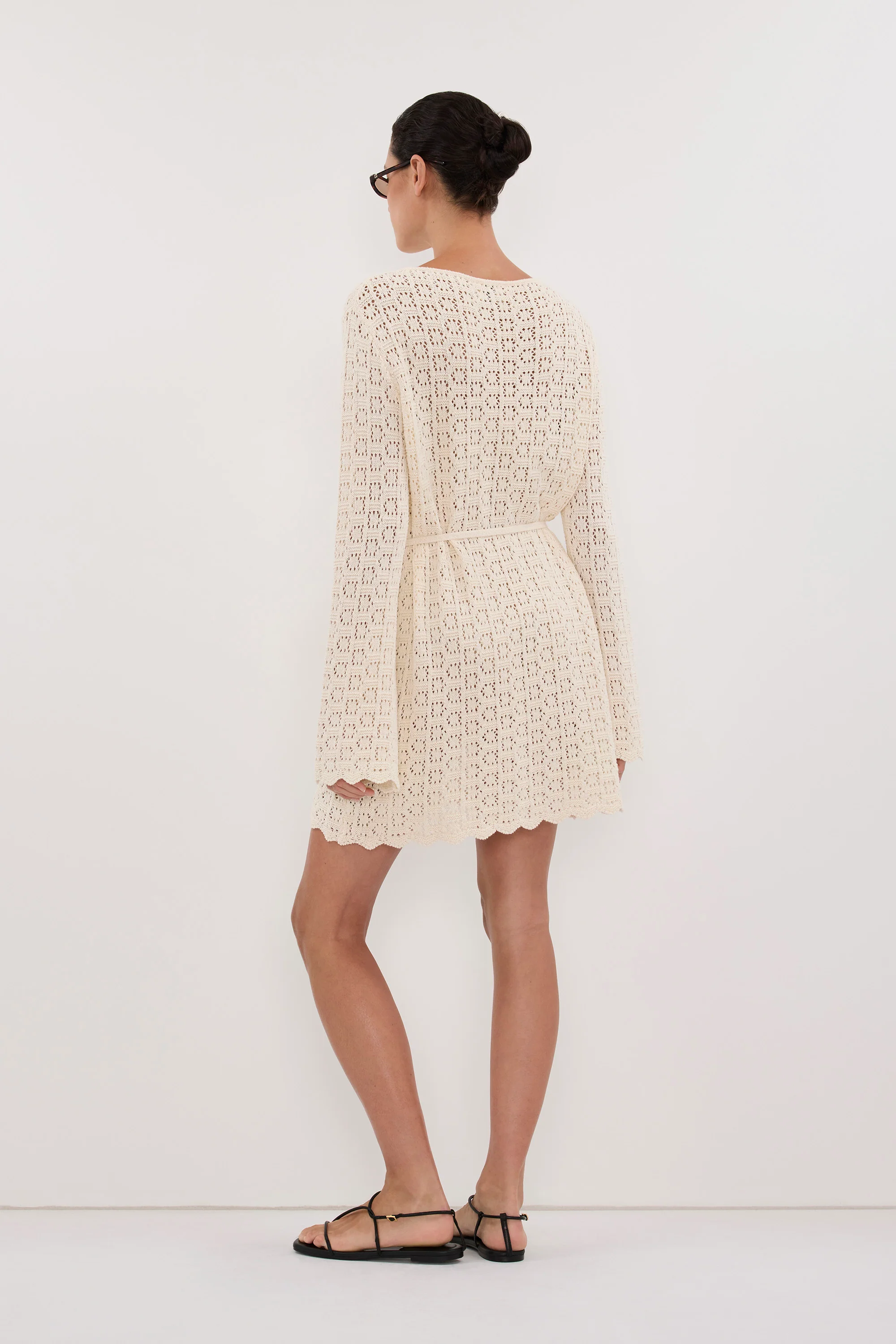 KEIRA NATURAL LONG SLEEVE KNIT MINI DRESS - Image 5