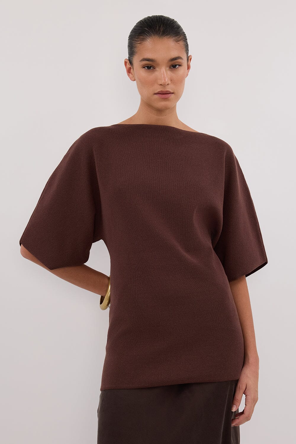 LIA WALNUT SLEEVED KNIT TOP - Image 2