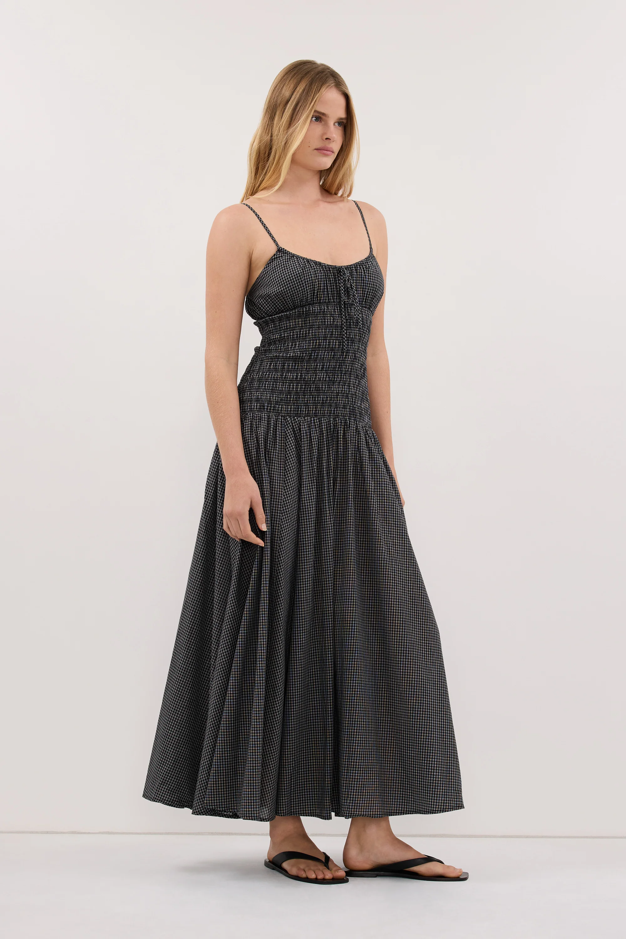 LILA BLACK CHECK MIDI DRESS - Image 3