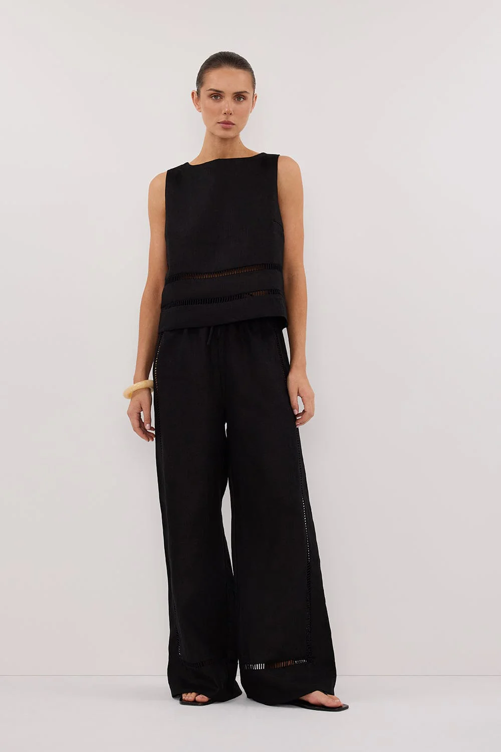 LINDSAY BLACK LINEN PANT