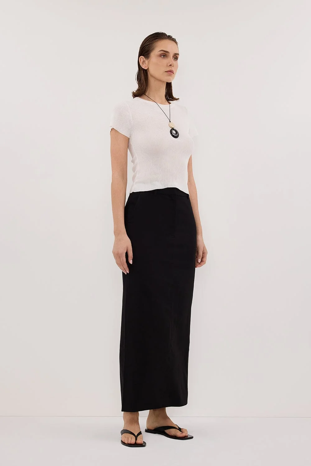 LIZA BLACK TAILORED MIDI SKIRT - Image 3