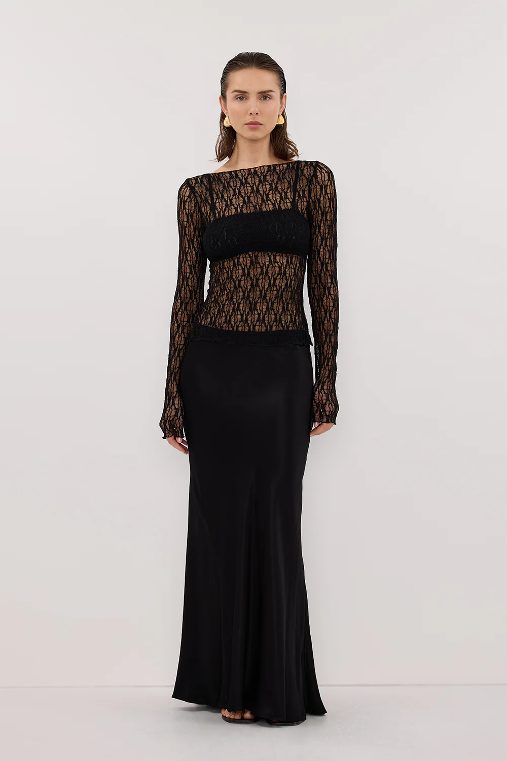 LIZZIE BLACK LACE LONG SLEEVE TOP