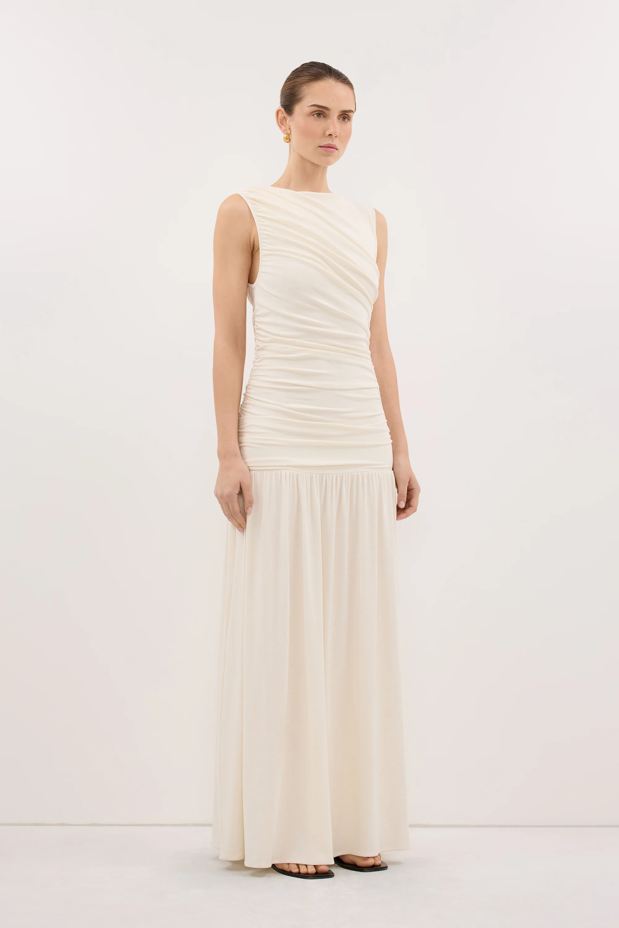 LOLA CREAM RUCHED MAXI DRESS - Image 3