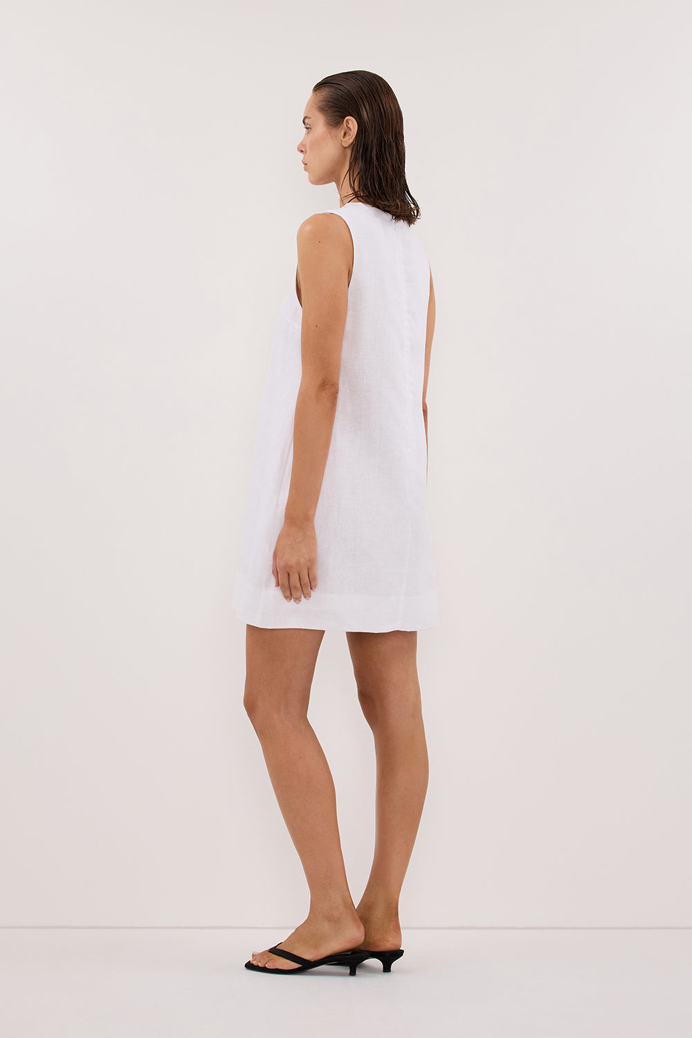 LOTUS WHITE LINEN MINI DRESS - Image 4