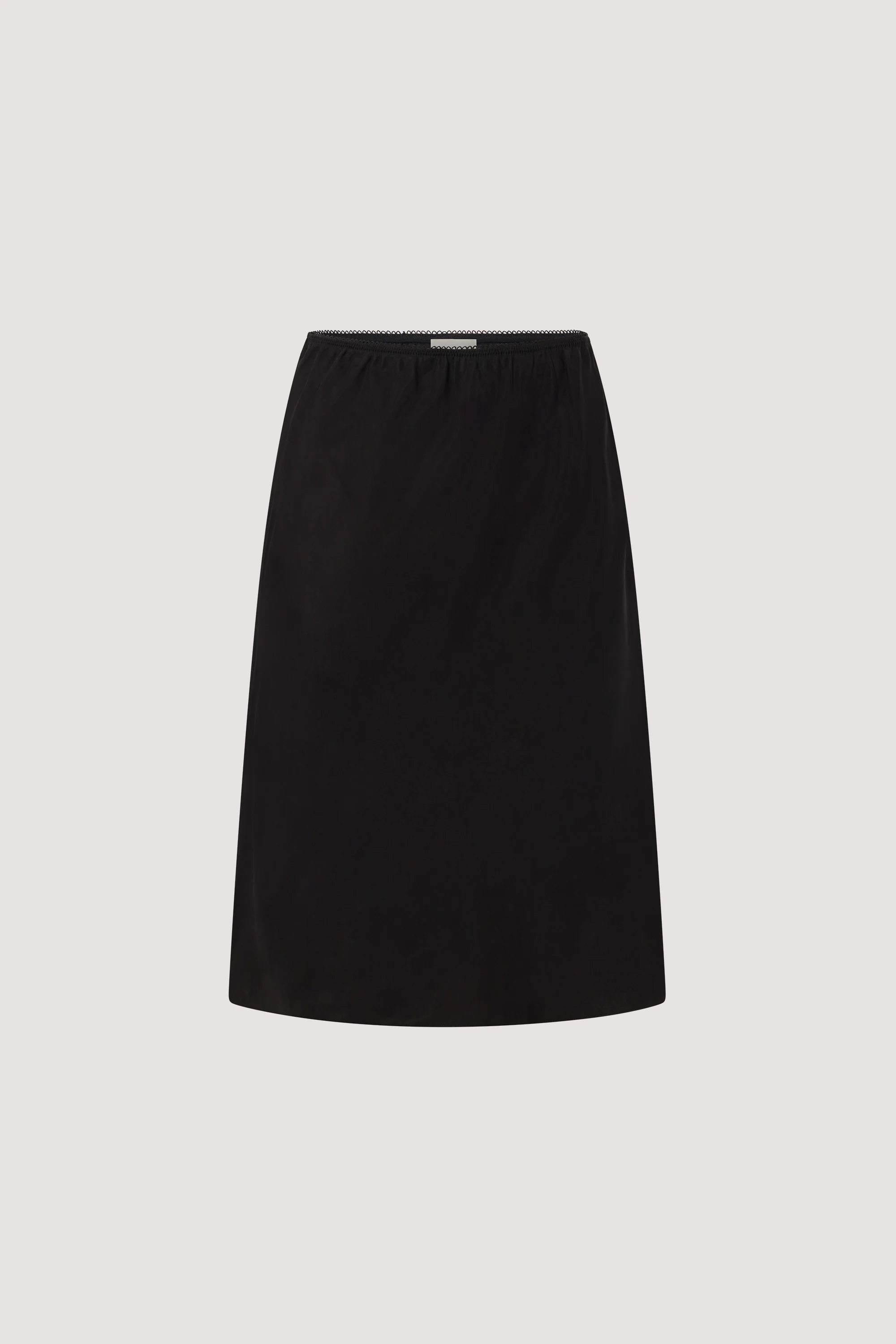 LOUISA BLACK CUPRO KNEE LENGTH SKIRT - Image 8