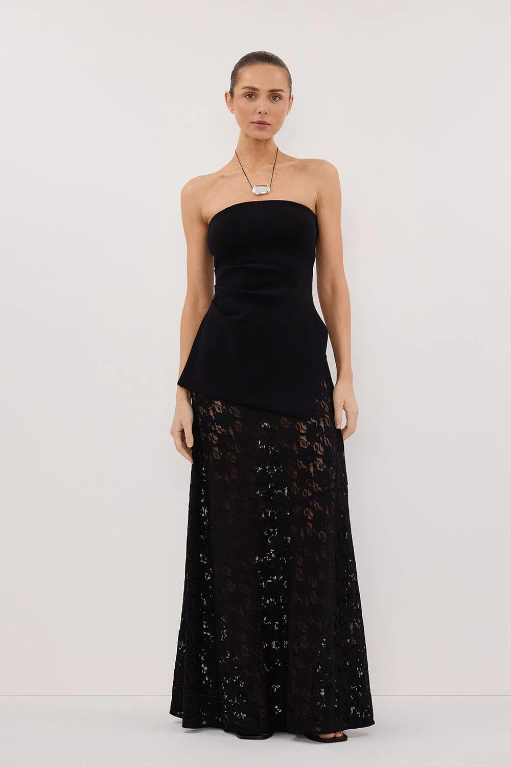 LOULA BLACK LACE MAXI SKIRT
