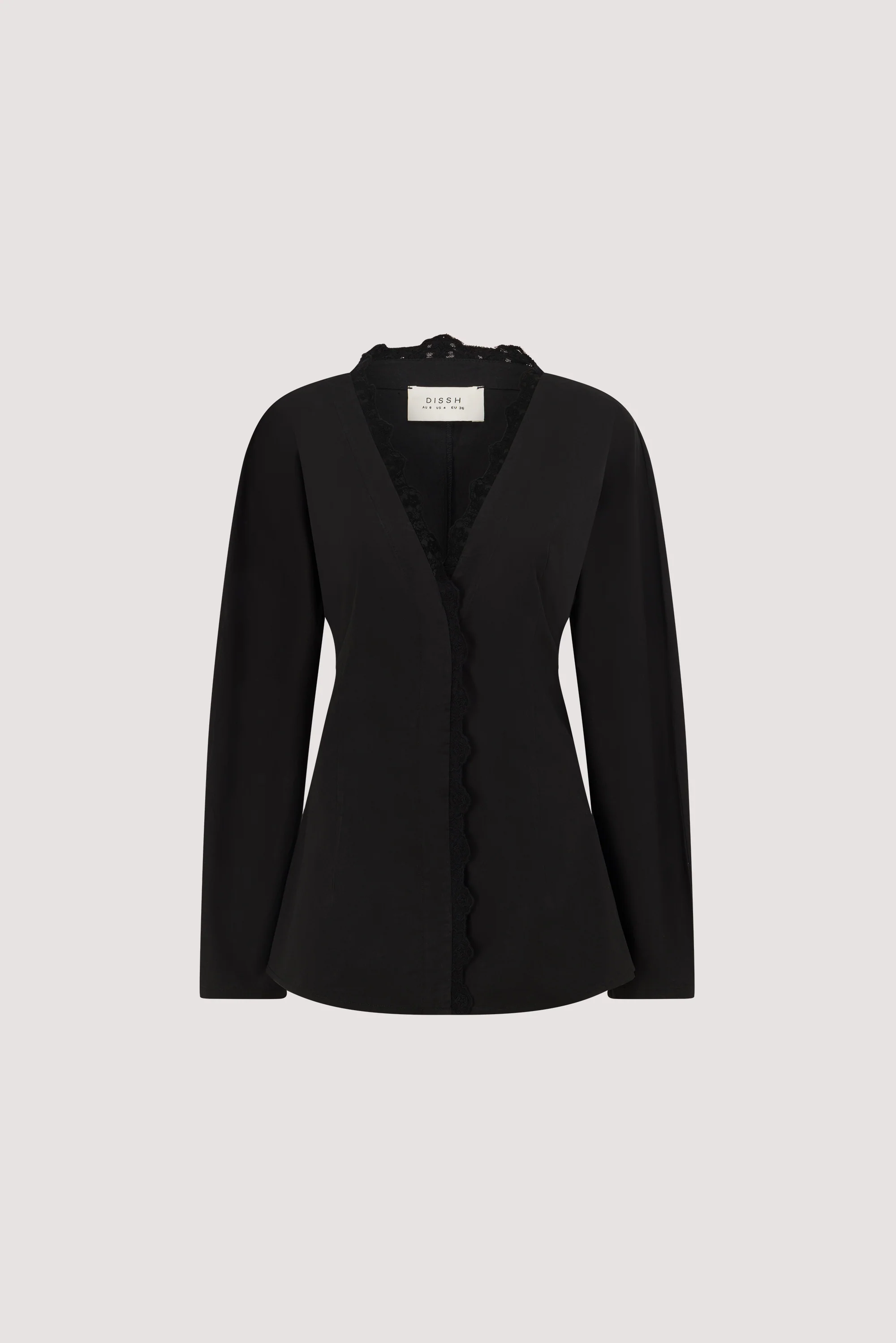 LUCETTE BLACK LACE TRIM COTTON TOP - Image 6