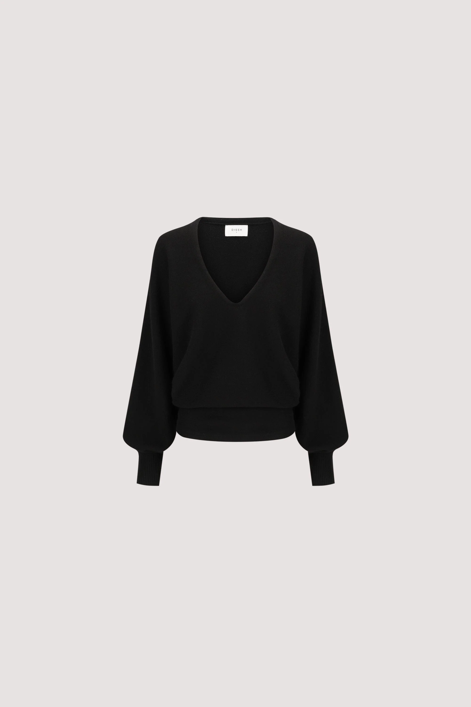 LUMI BLACK V NECK MERINO KNIT JUMPER - Image 6