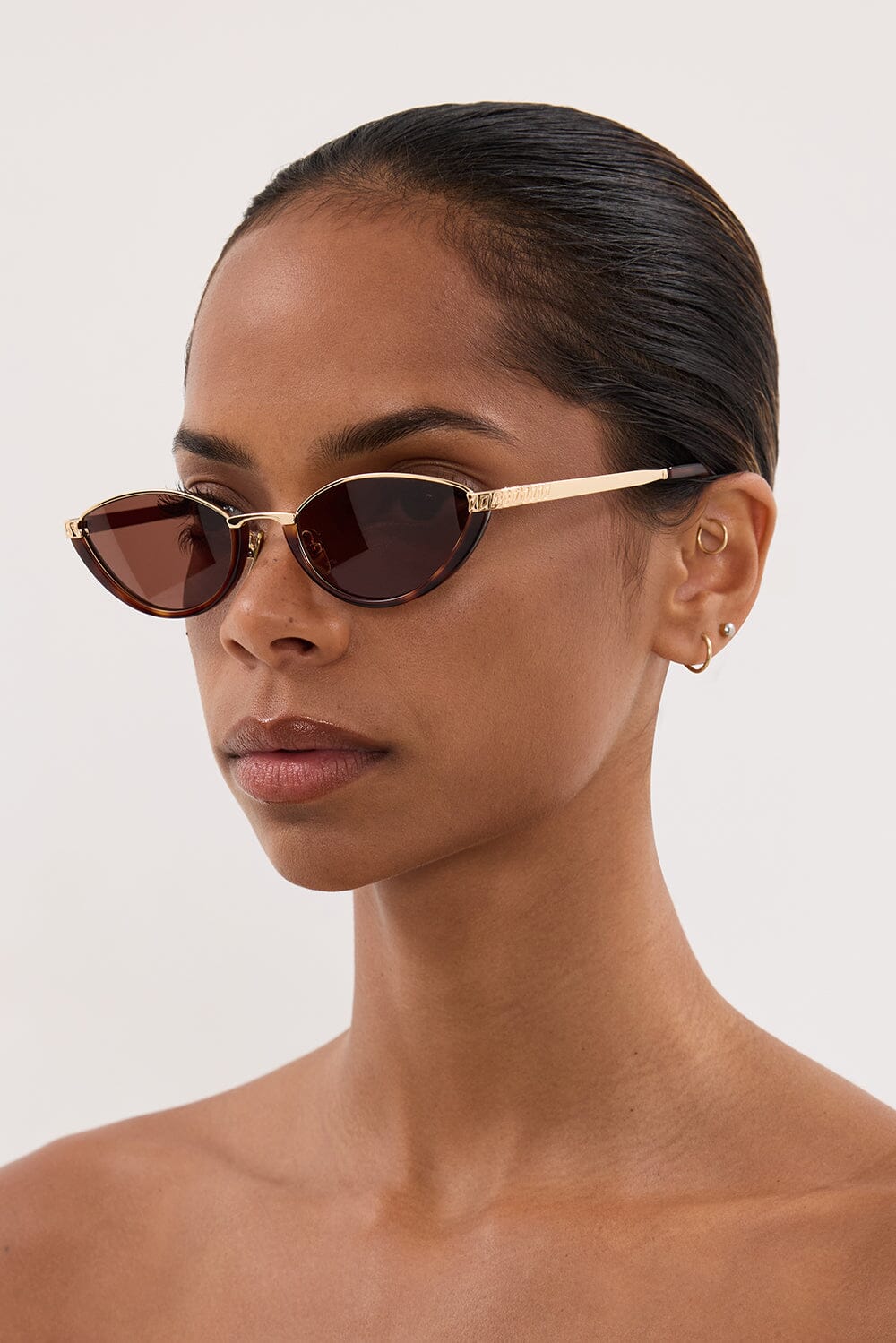 LUV LOU THE LIA GOLD BROWN SUNGLASSES - Image 2