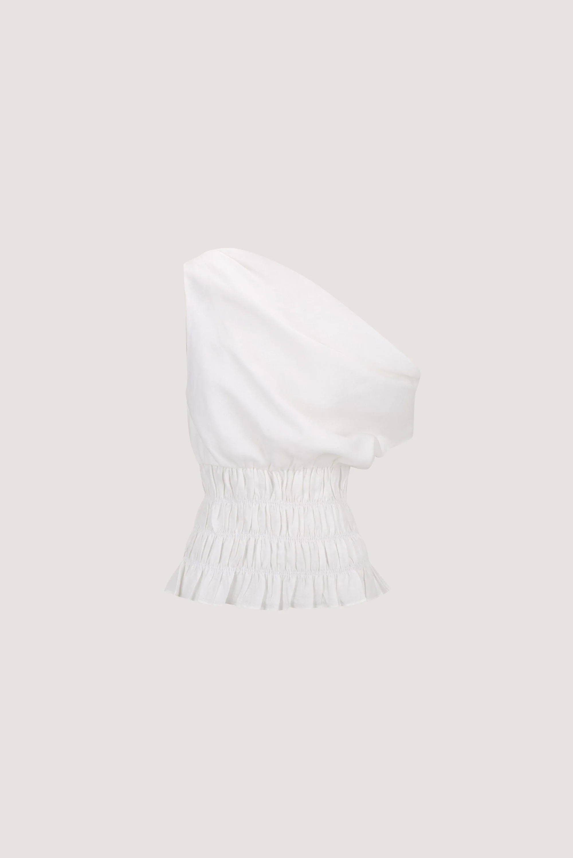 MAIA WHITE SLEEVELESS LINEN SHIRRED TOP - Image 8
