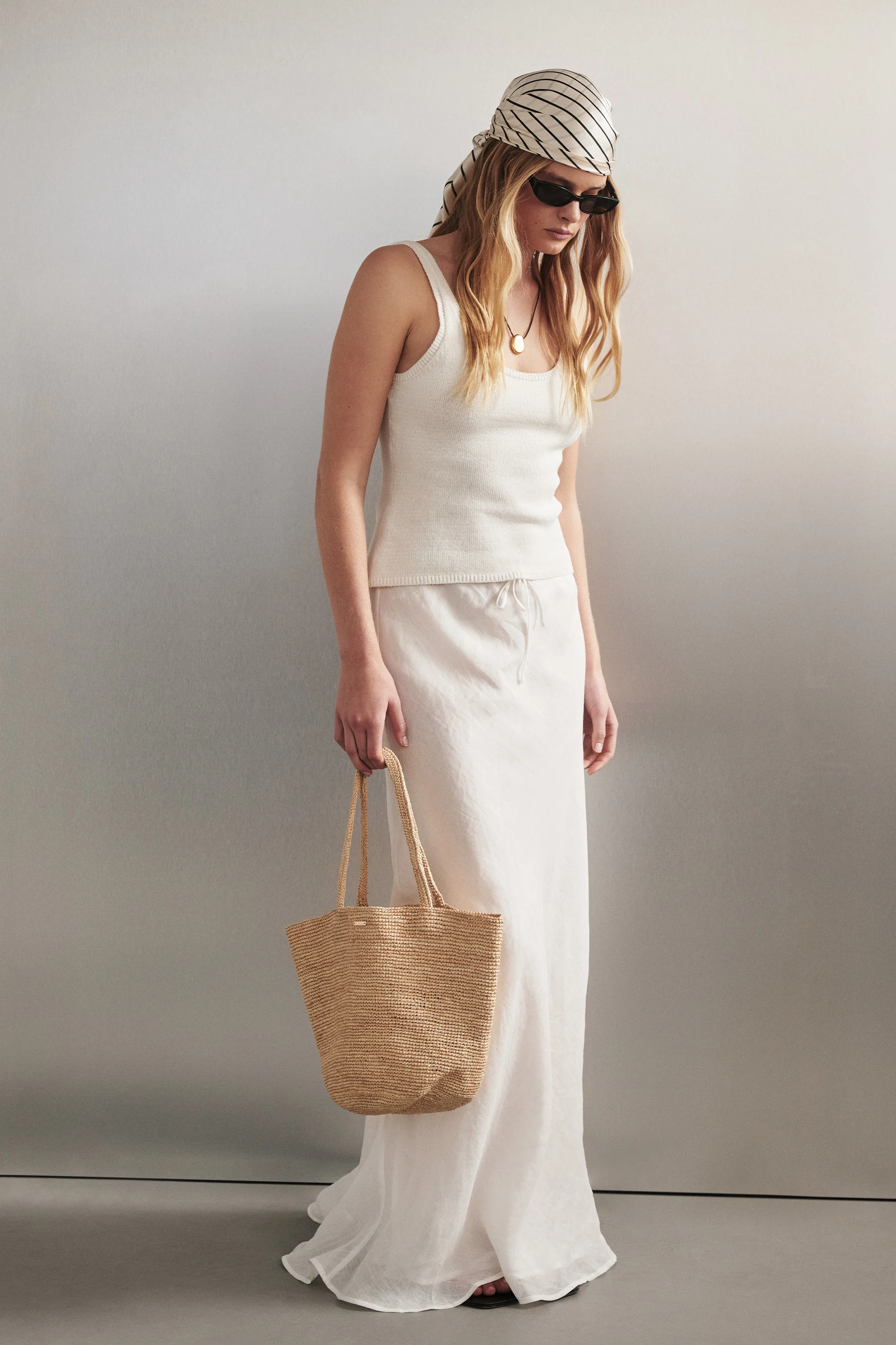 MAISON WHITE RAMIE BIAS MAXI SKIRT
