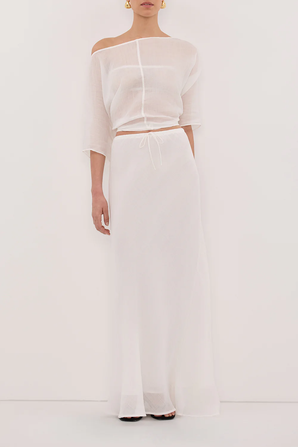 MAISON WHITE RAMIE BIAS MAXI SKIRT - Image 2