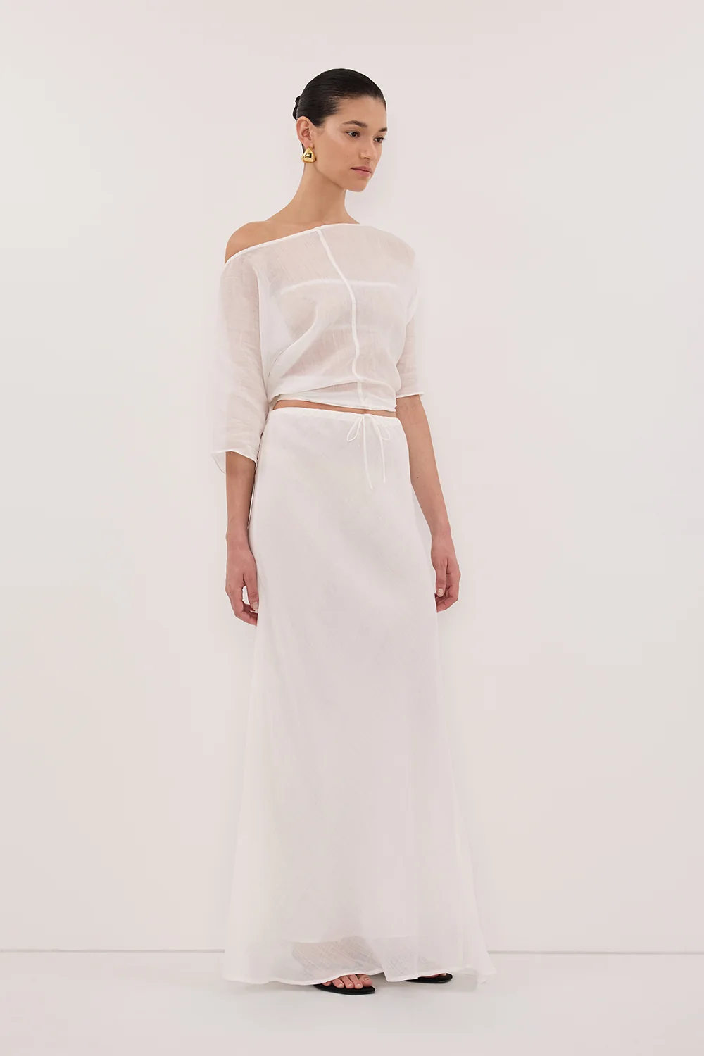 MAISON WHITE RAMIE BIAS MAXI SKIRT - Image 4