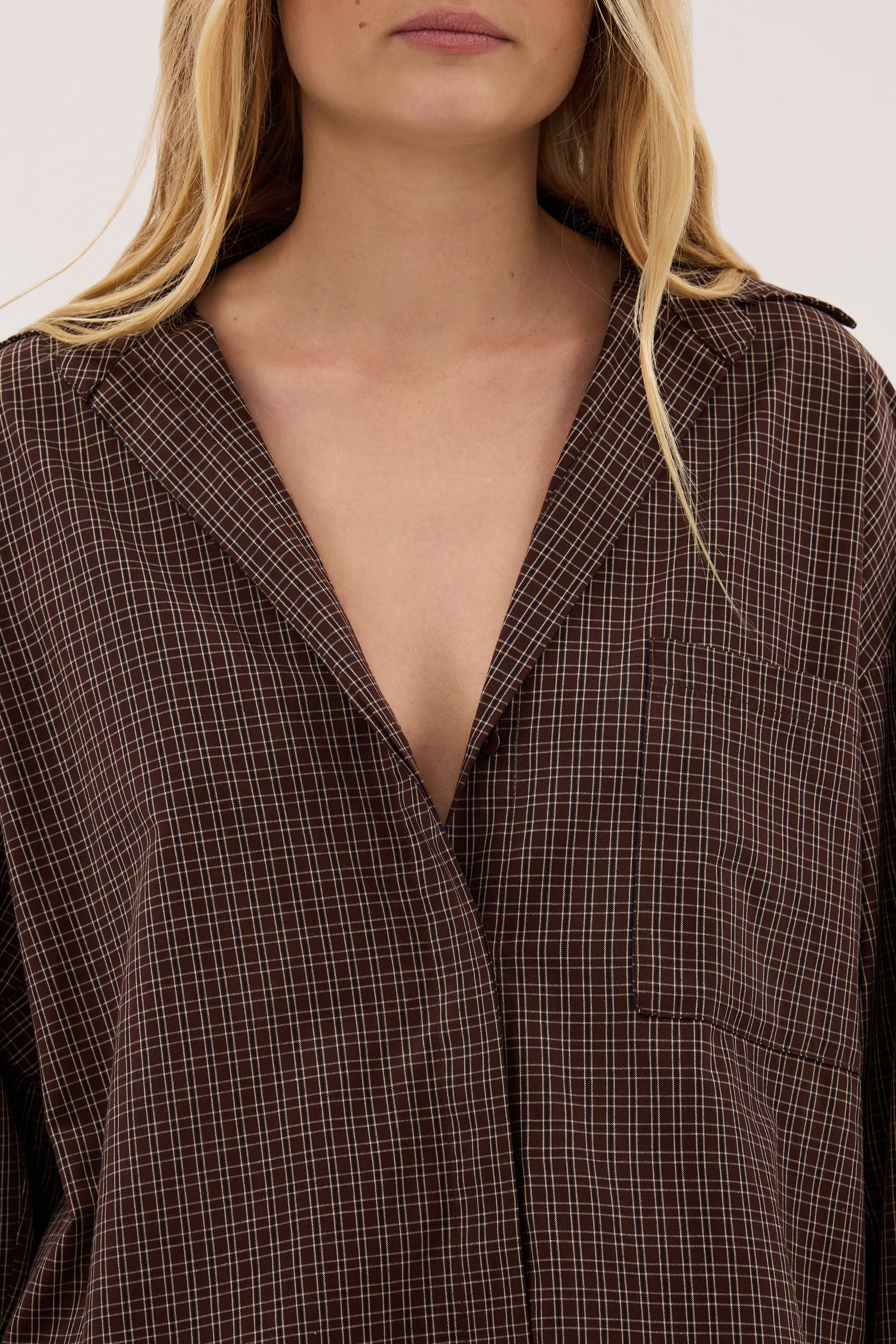 MARA CHOC CHECK COTTON SHIRT - Image 4