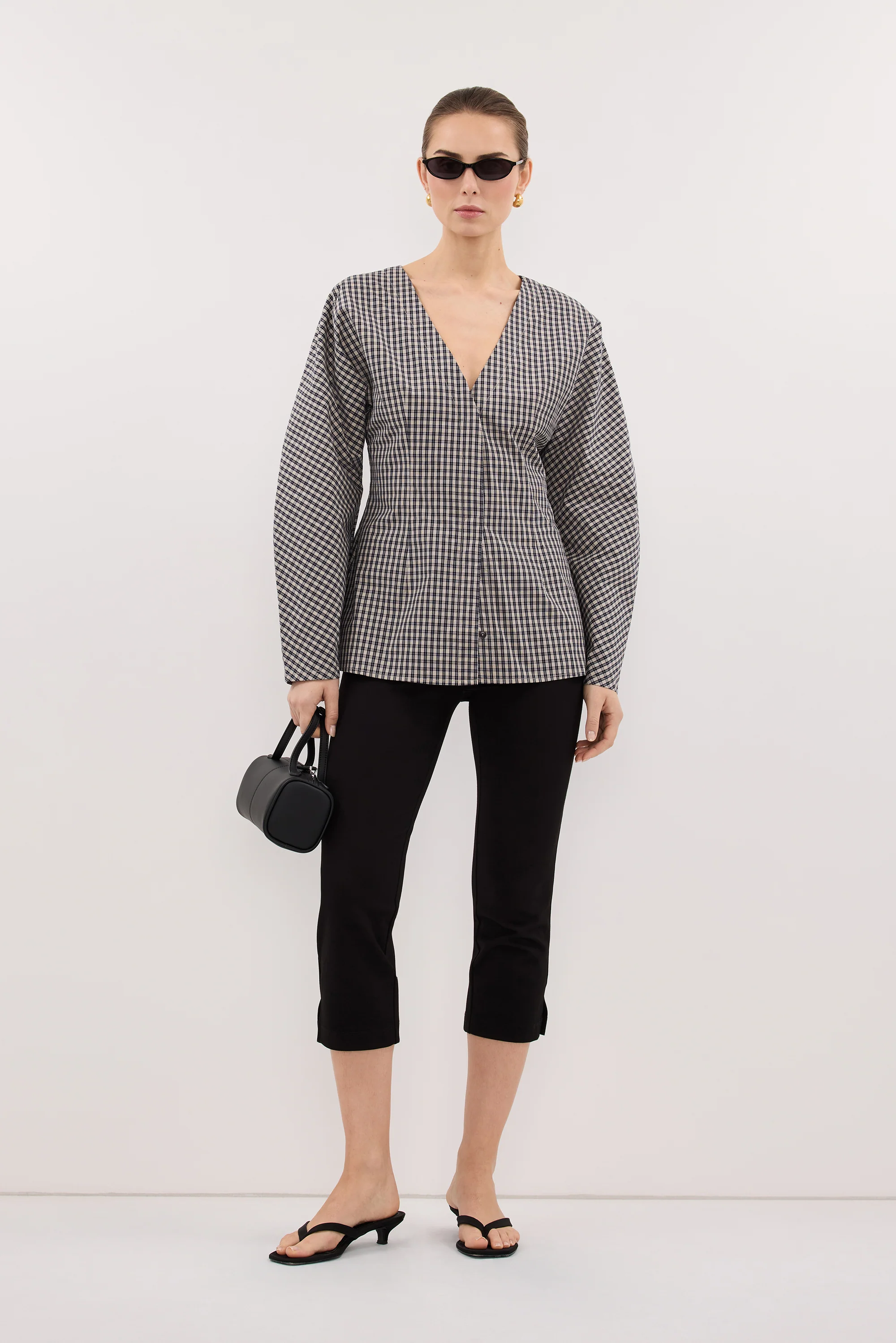 MATILDA INK CHECK FITTED SHIRT - Image 3