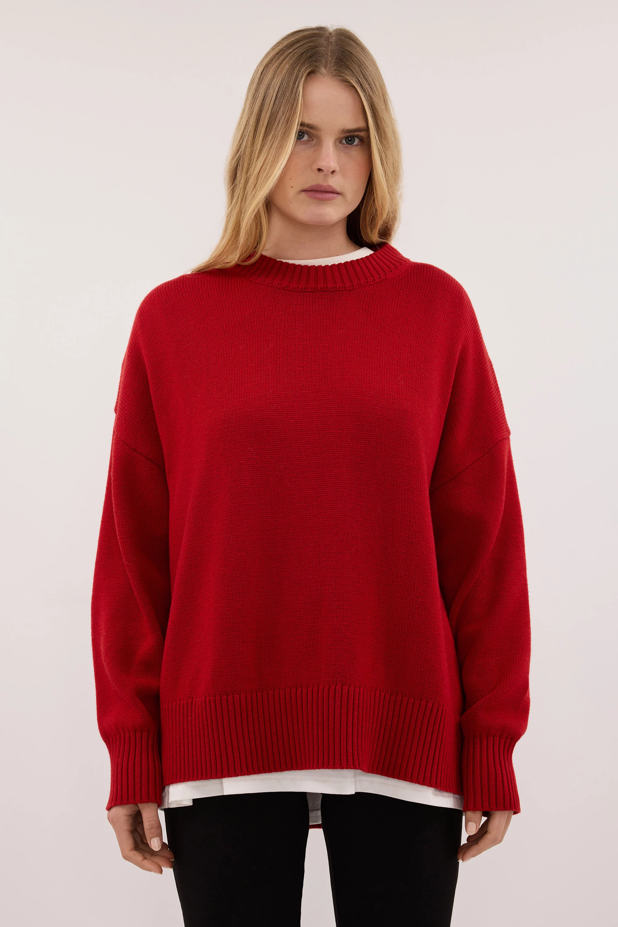MILA BURNT RED CREW NECK KNIT JUMPER - Image 5