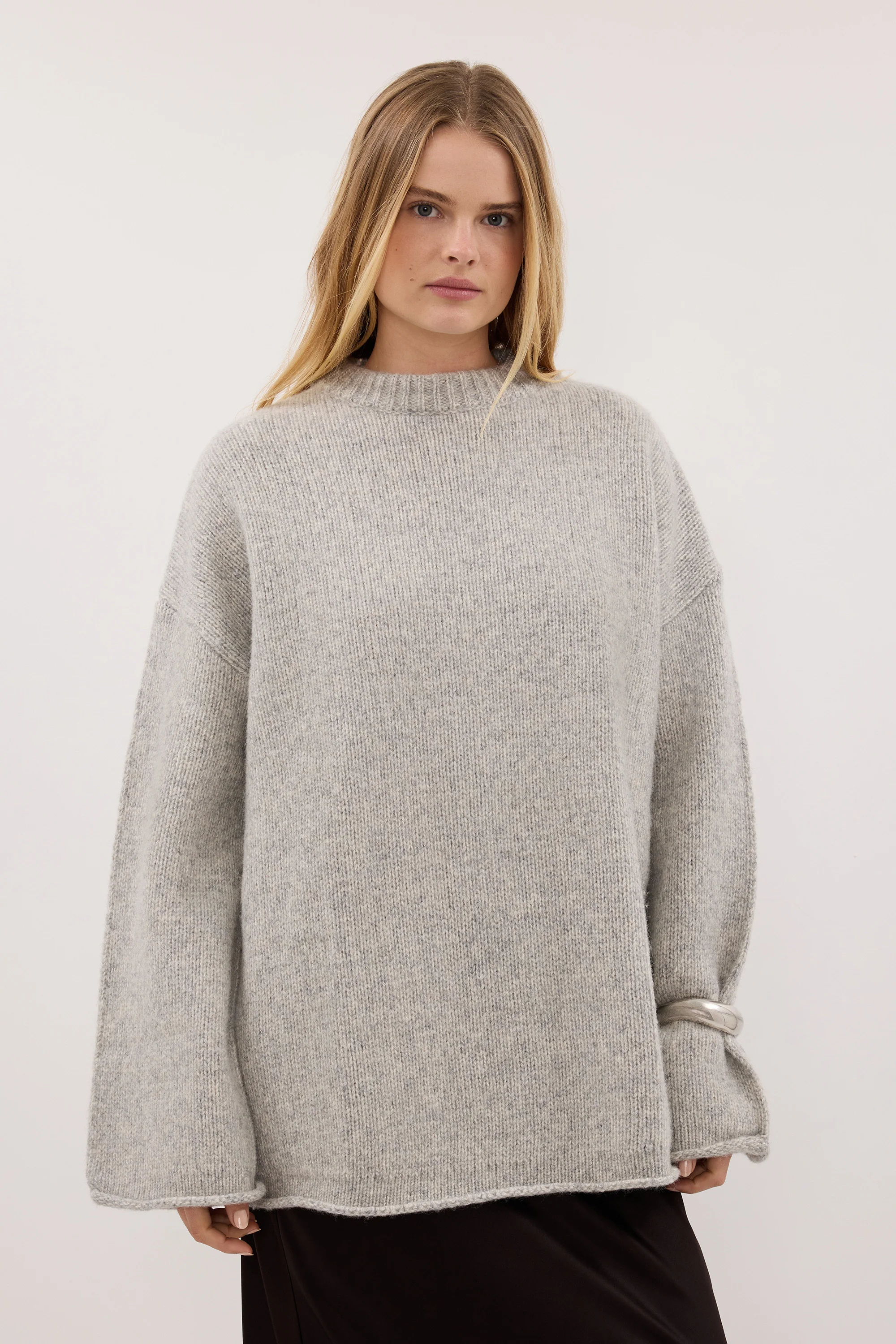 MILLY SILVER CREW NECK KNIT JUMPER - Image 2