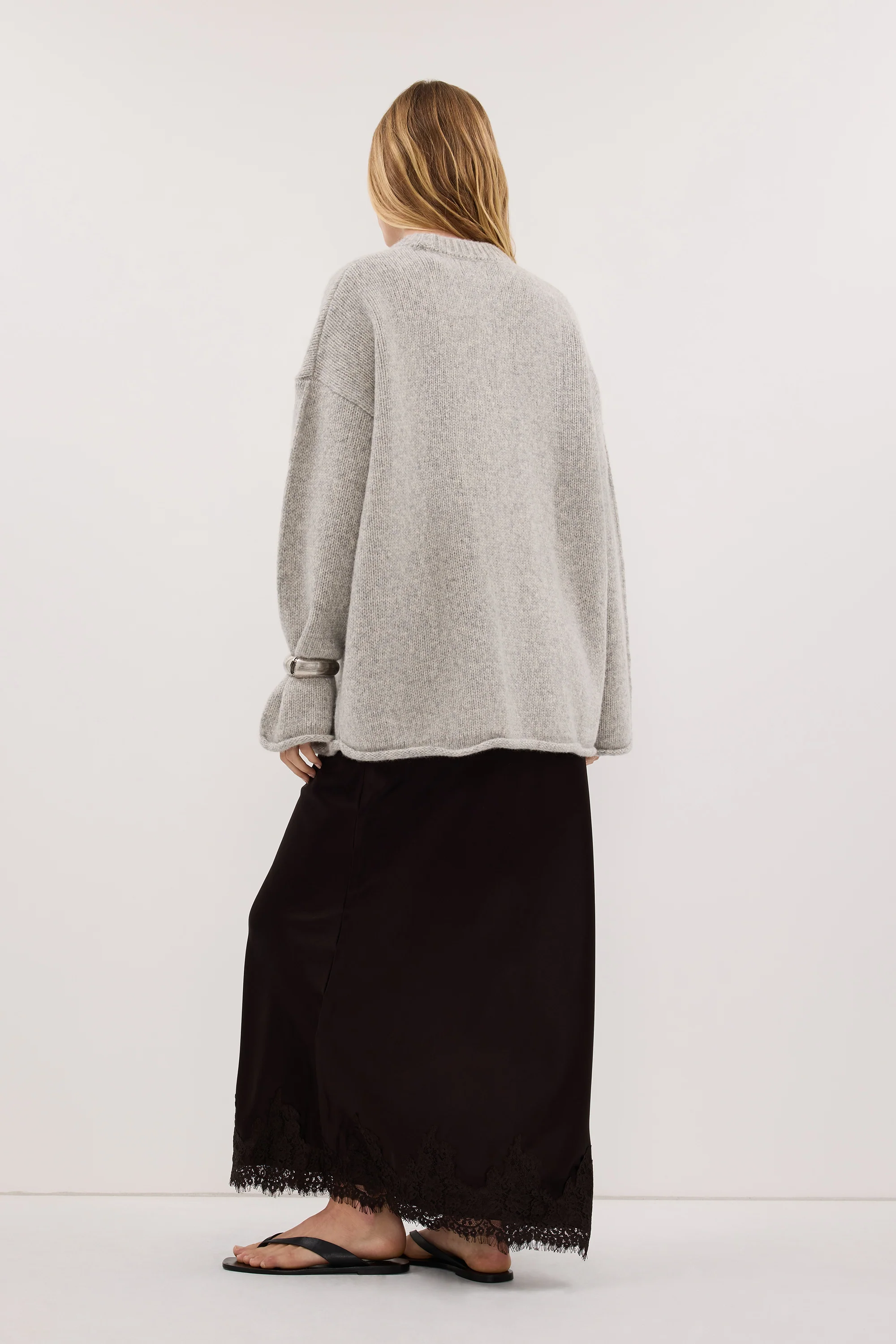 MILLY SILVER CREW NECK KNIT JUMPER - Image 4