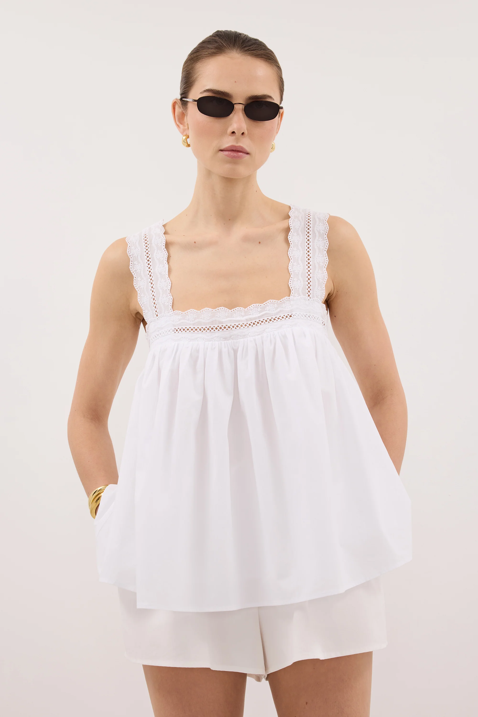 MIRANDA WHITE LACE TRIM TOP - Image 2
