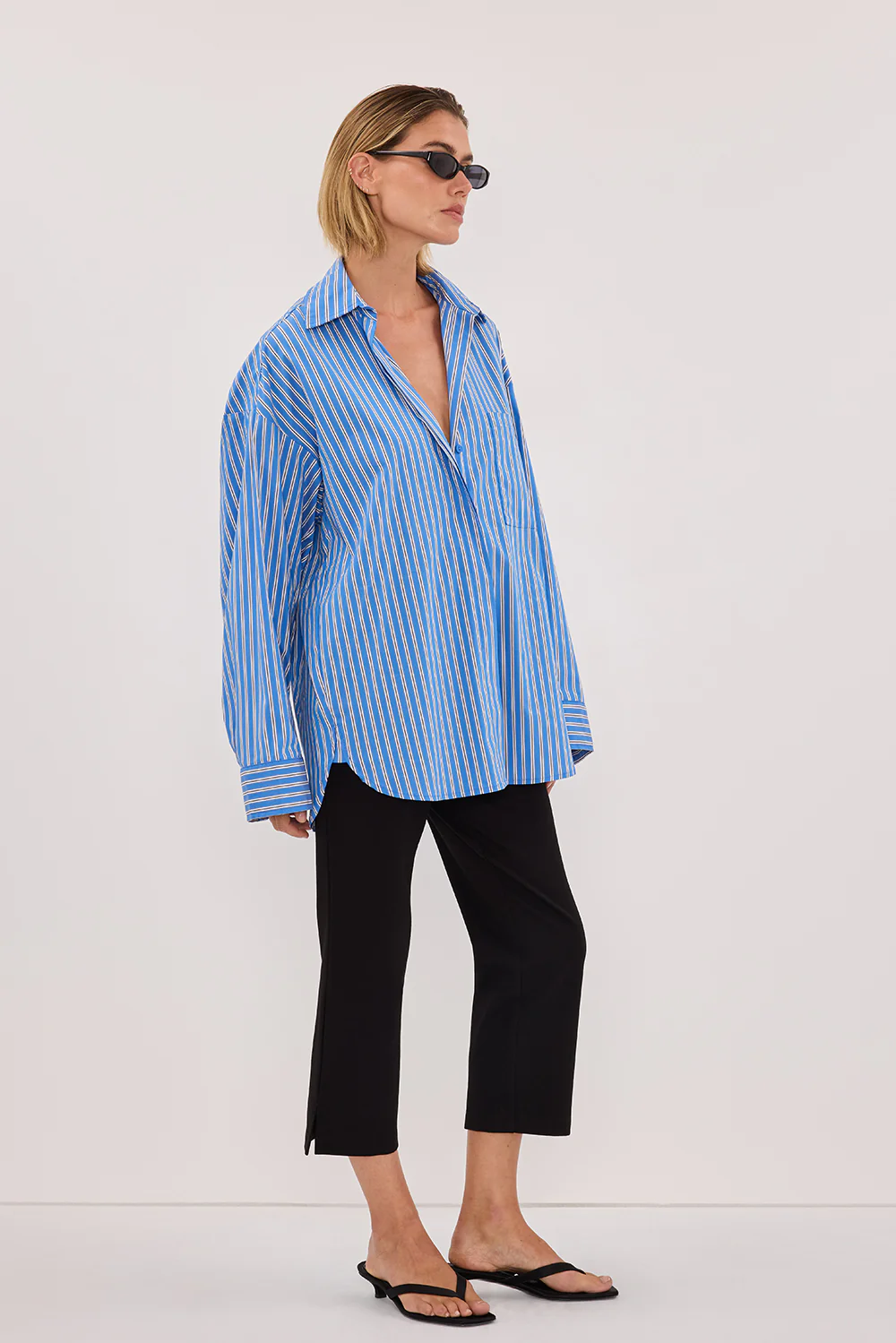 MISHA AZURE BLUE STRIPE SHIRT - Image 3