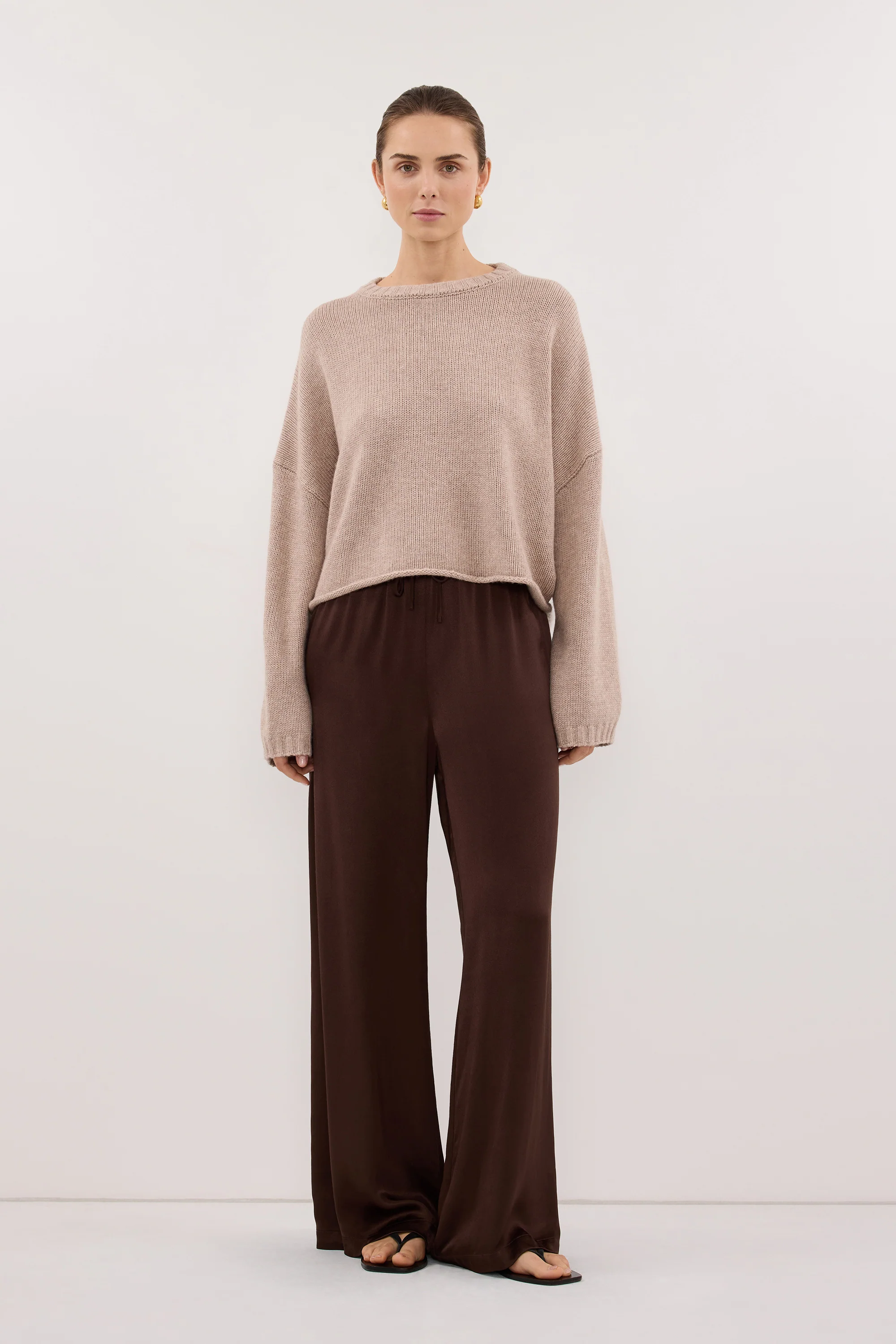 MYA BITTER CHOC SATIN PANT