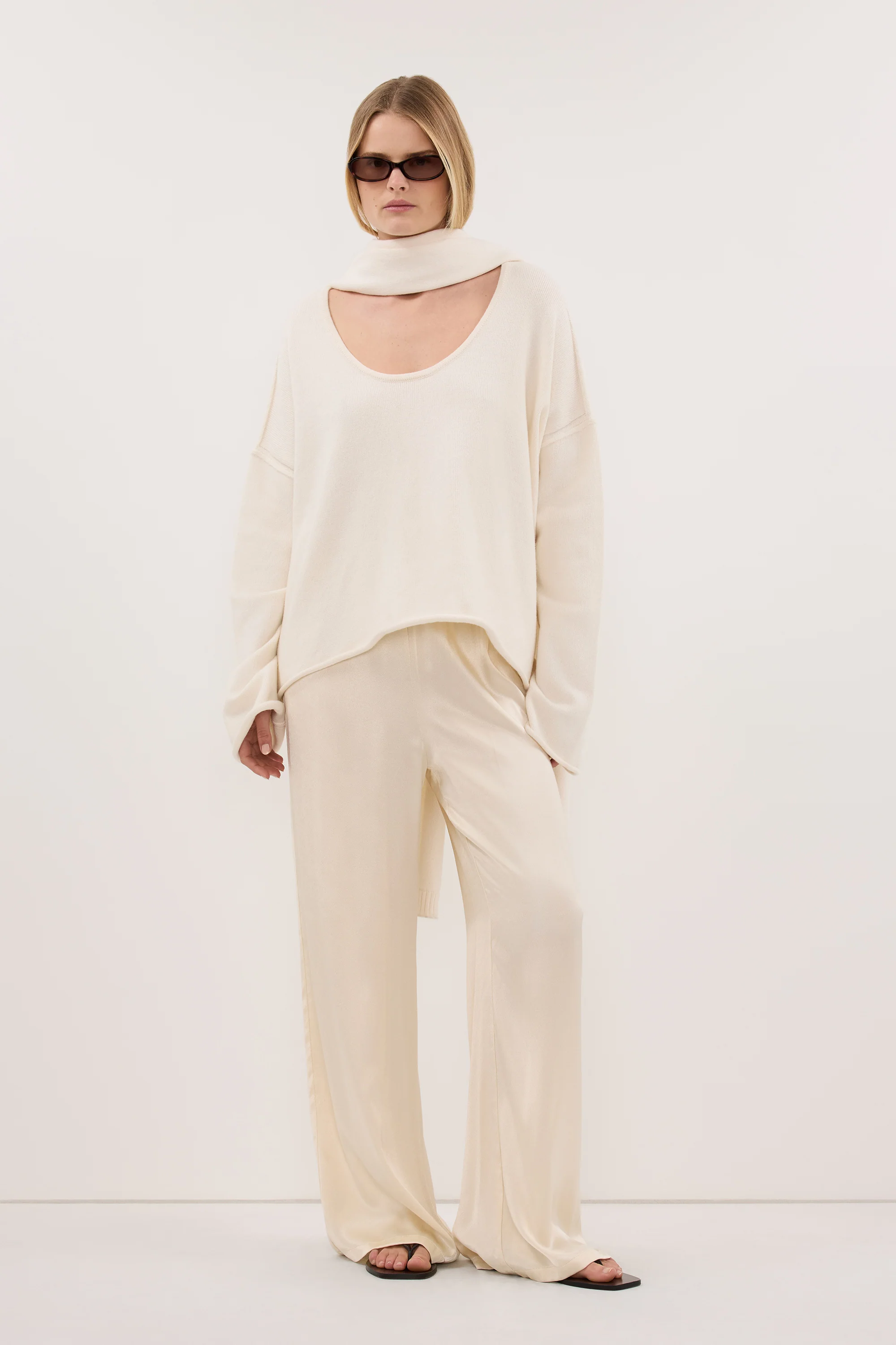 MYA CREAM SATIN PANT