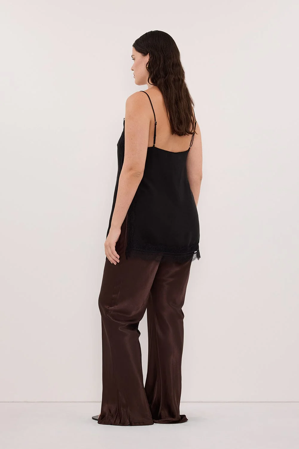 NIKKI BITTER CHOC SATIN BIAS PANT - Image 6