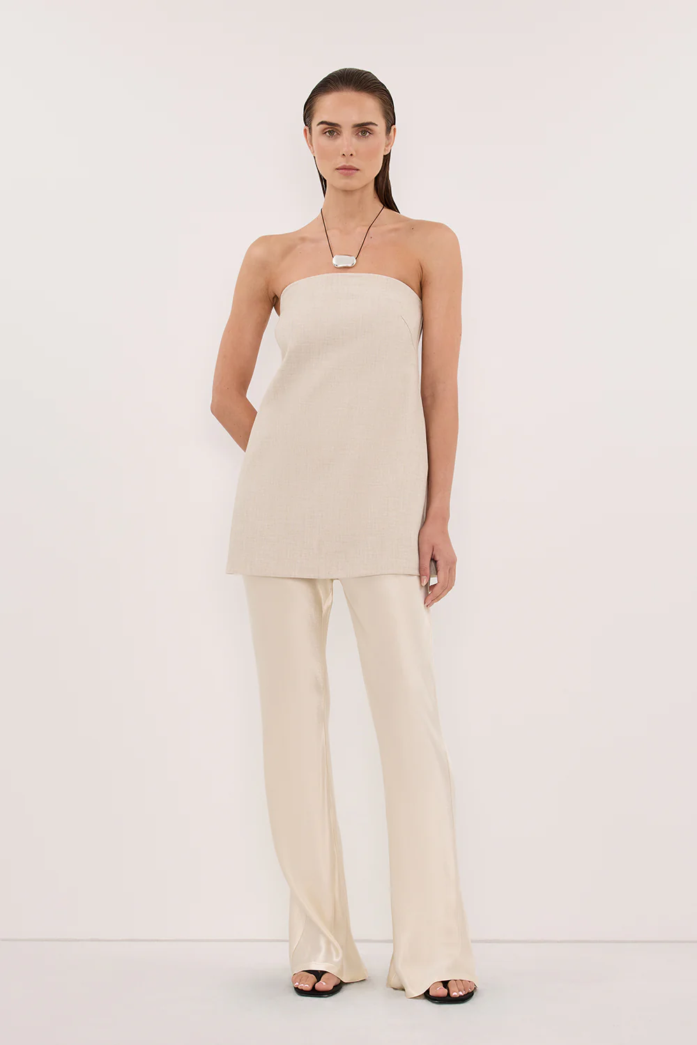 NIKKI CREAM SATIN BIAS PANT