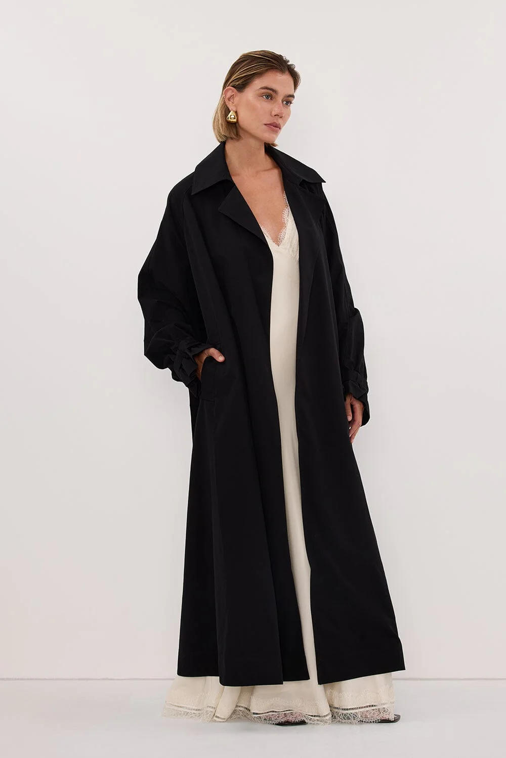 NINA BLACK LIGHTWEIGHT TRENCH COAT - Image 3