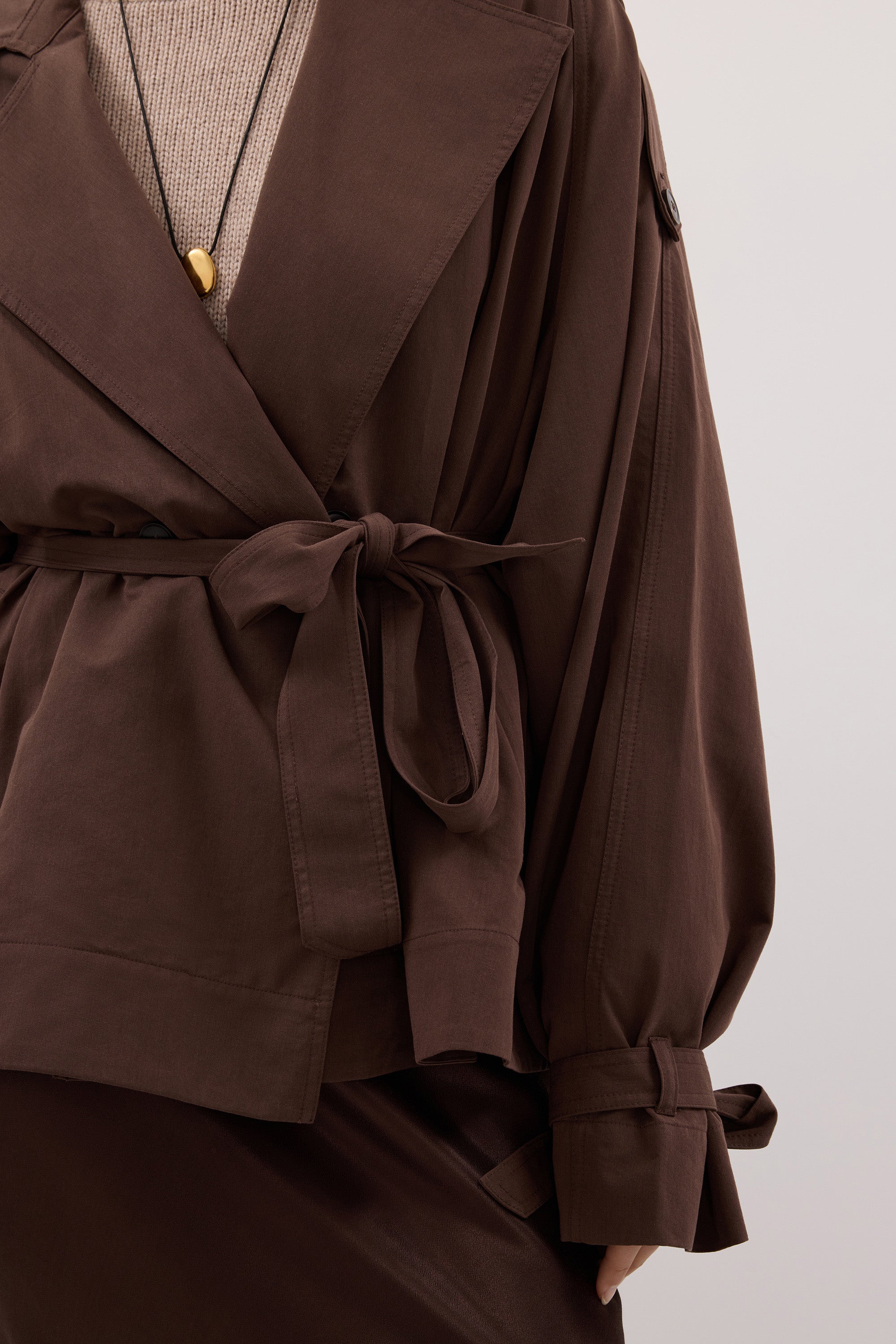 NINA MILK CHOC LIGHTWEIGHT MINI TRENCH - Image 4