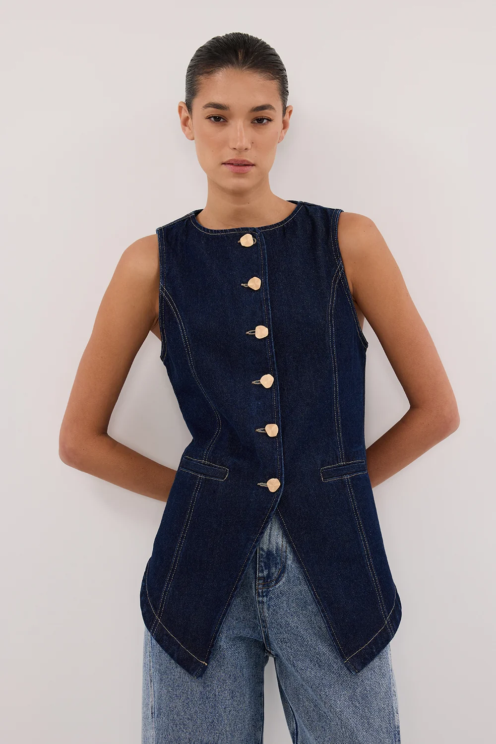 OLLY INDIGO DENIM VEST - Image 2