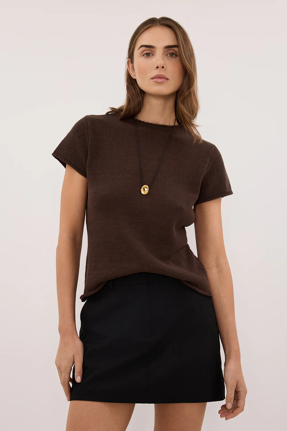 ORIA BURNT CHOC COTTON BABY TEE - Image 2