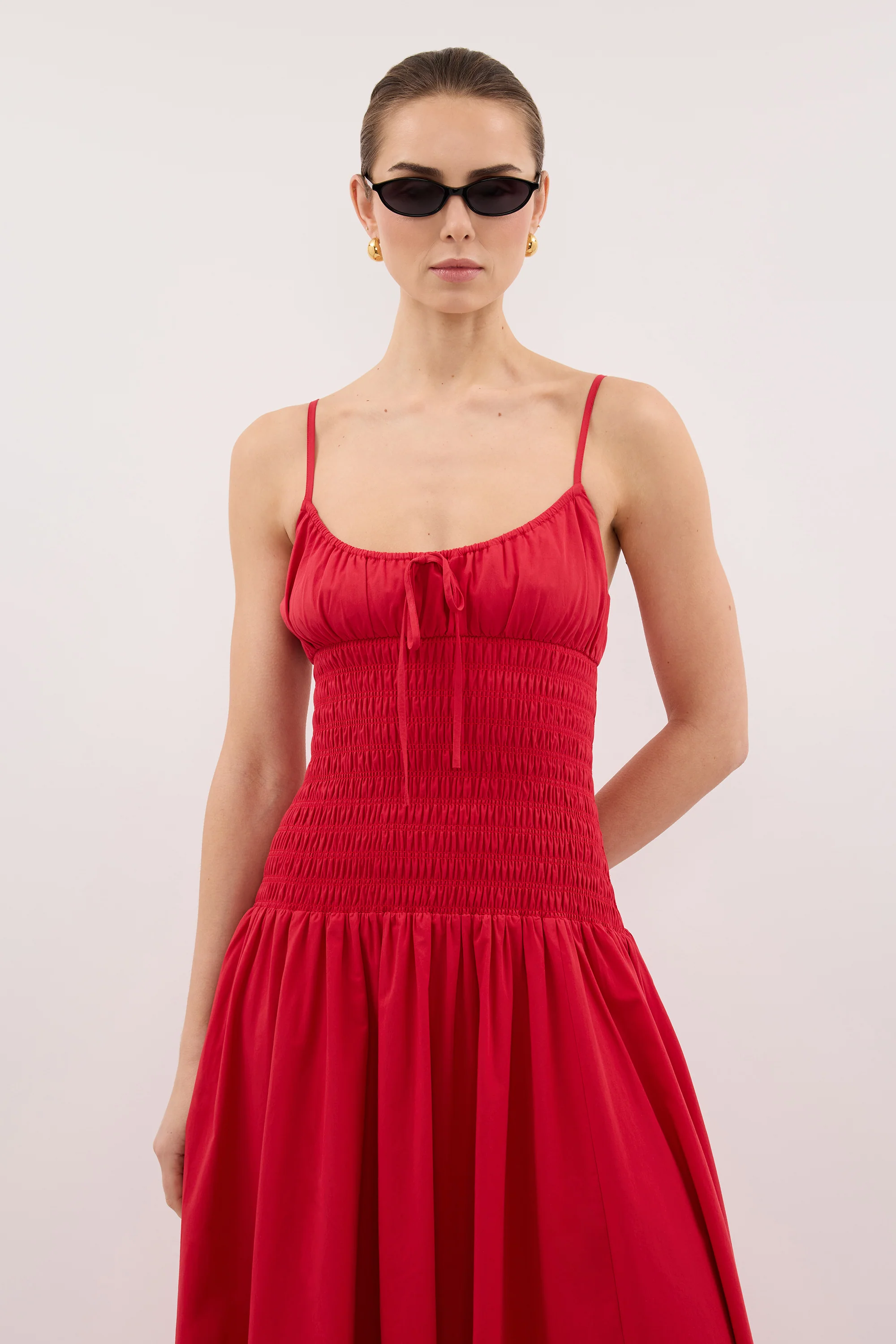 PALOMA RED COTTON MIDI DRESS - Image 2
