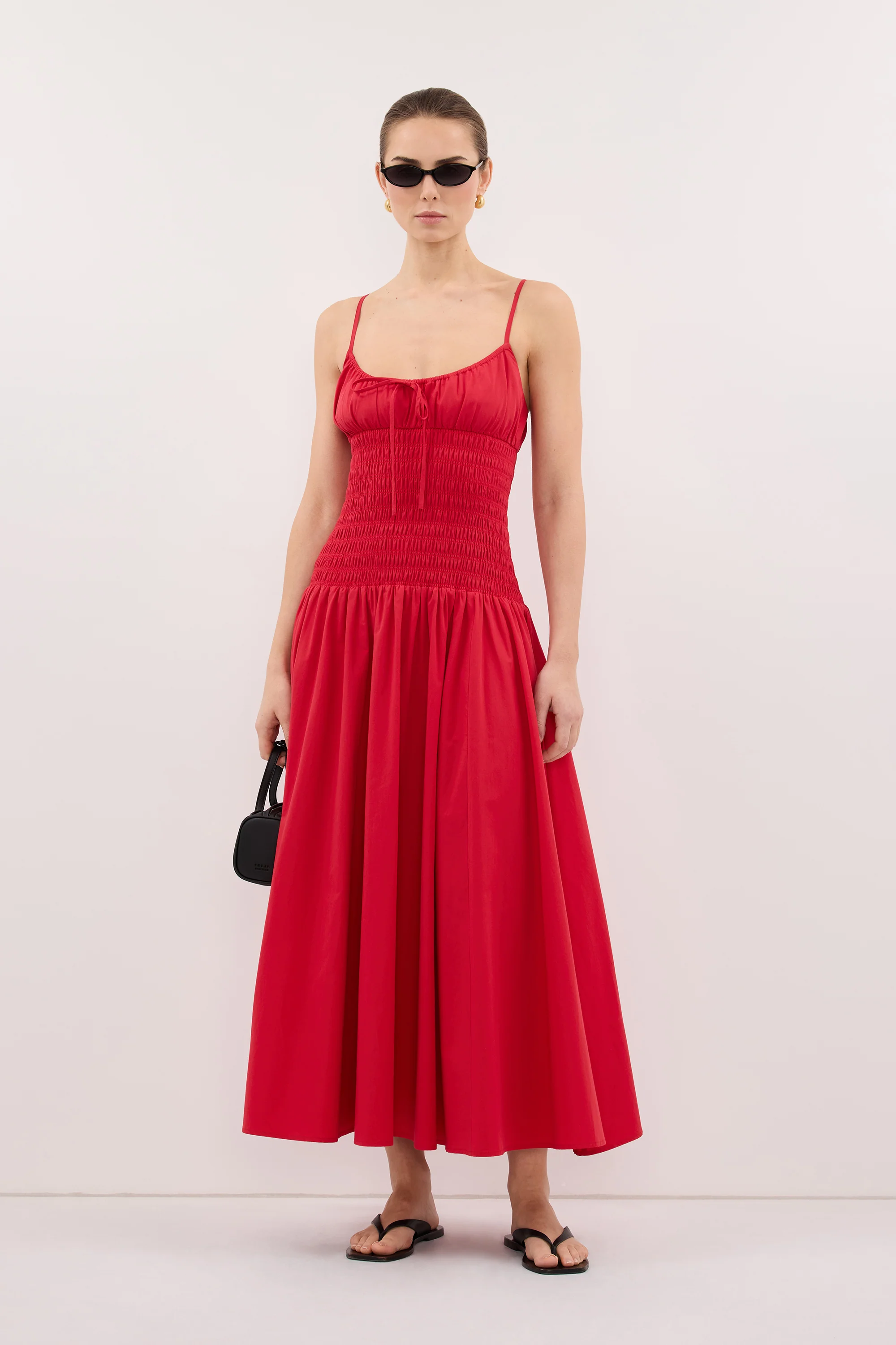 PALOMA RED COTTON MIDI DRESS - Image 3