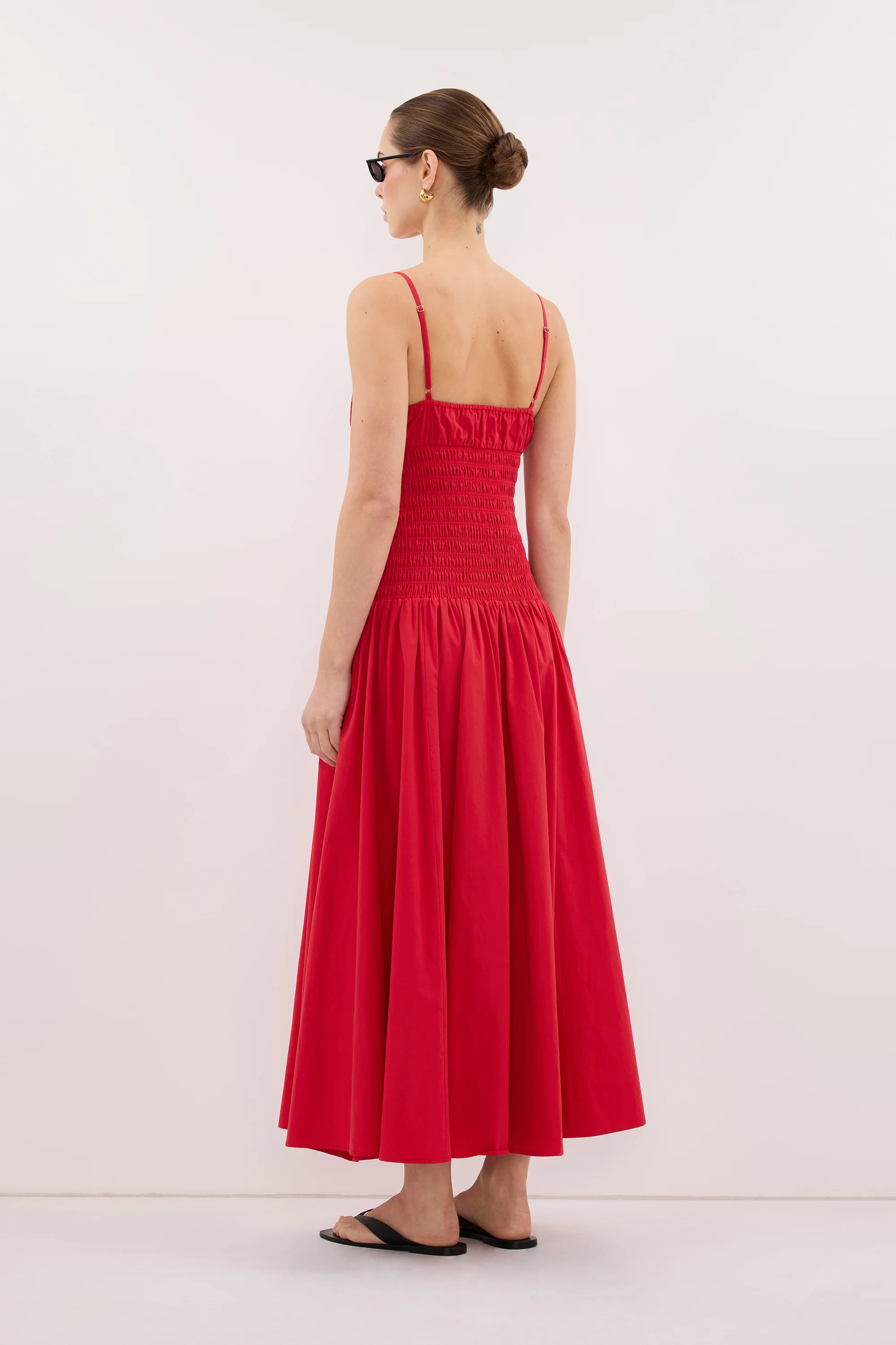 PALOMA RED COTTON MIDI DRESS - Image 4