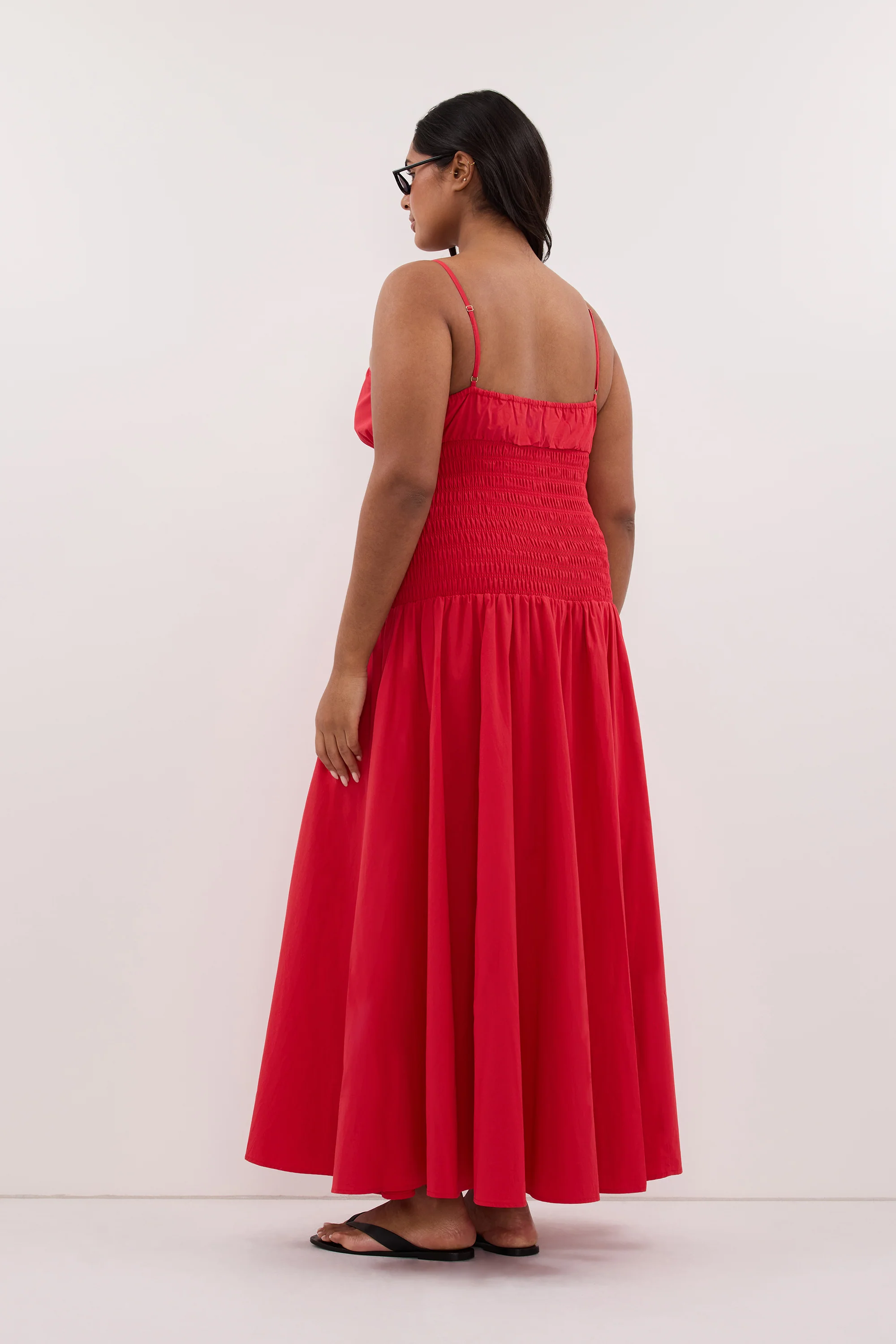 PALOMA RED COTTON MIDI DRESS - Image 7