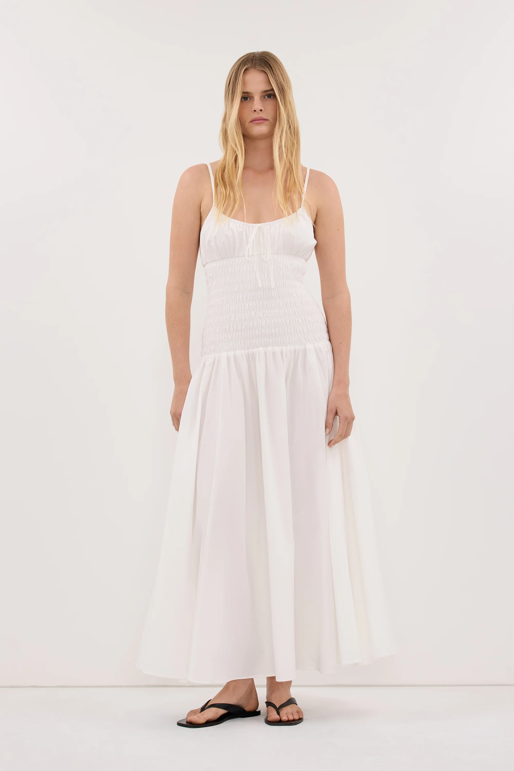 PALOMA WHITE COTTON MIDI DRESS