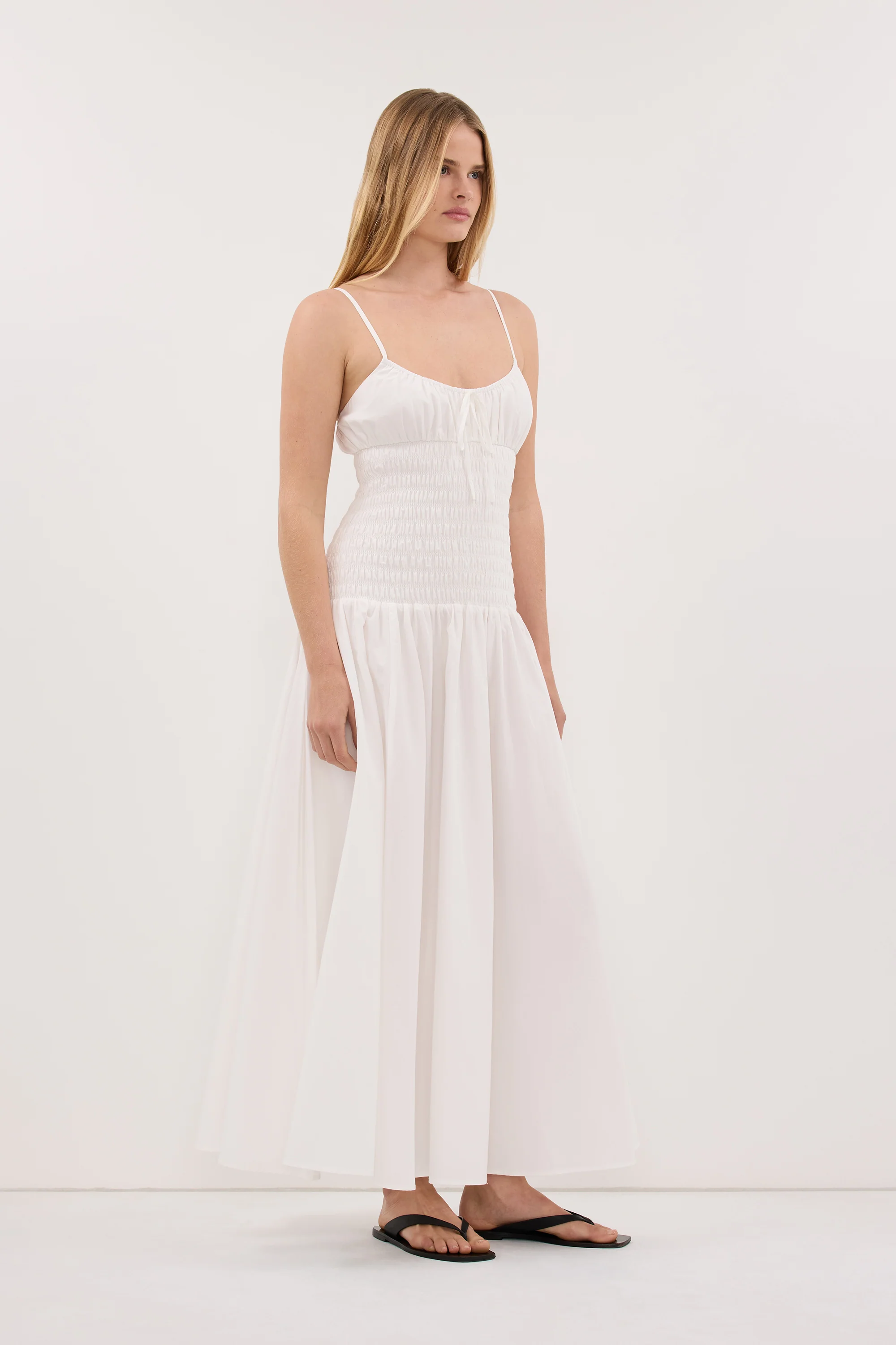 PALOMA WHITE COTTON MIDI DRESS - Image 3