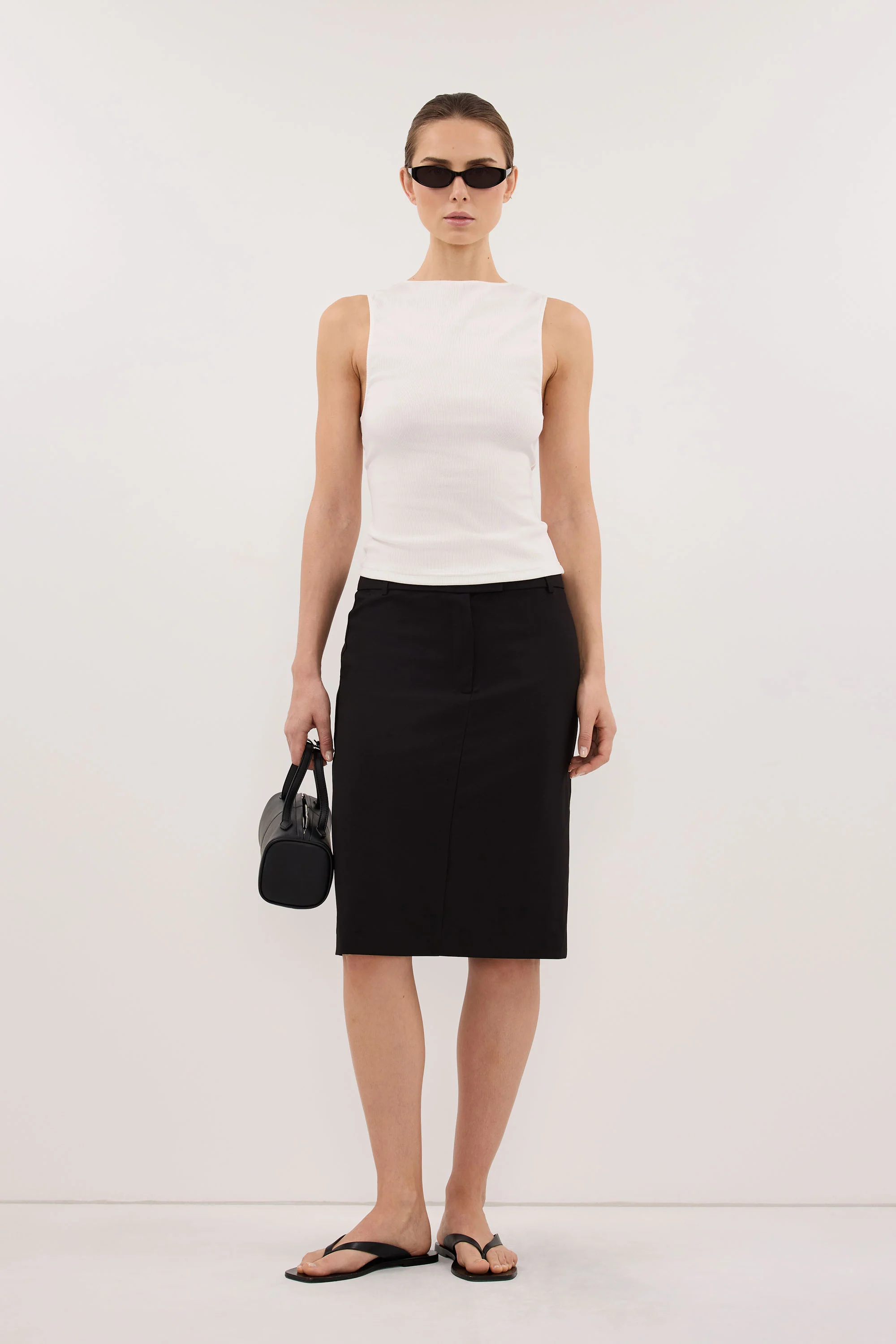 PARKER BLACK KNEE LENGTH SKIRT - Image 3
