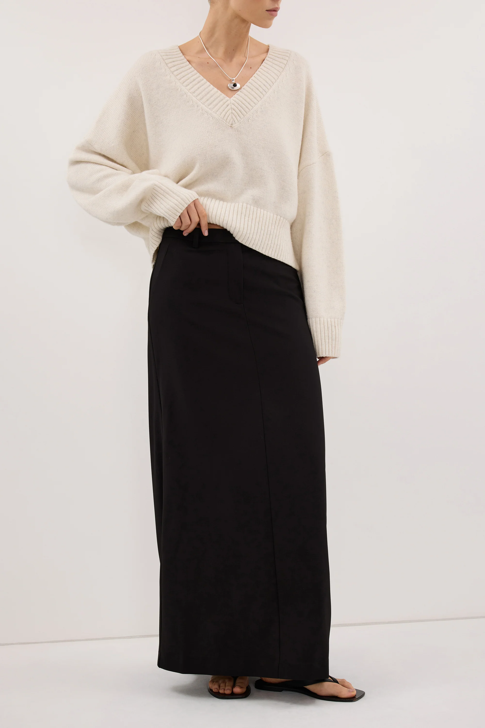 PARKER BLACK TAILORED MAXI SKIRT - Image 2