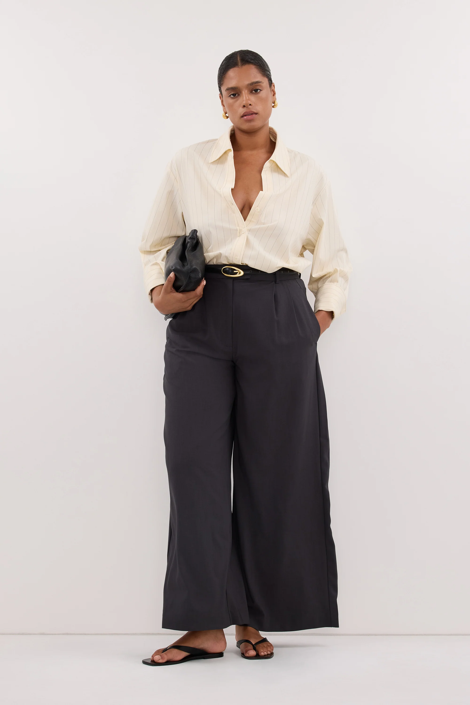 PARKER DARK GREY TAILORED WIDE LEG PANT - Image 5