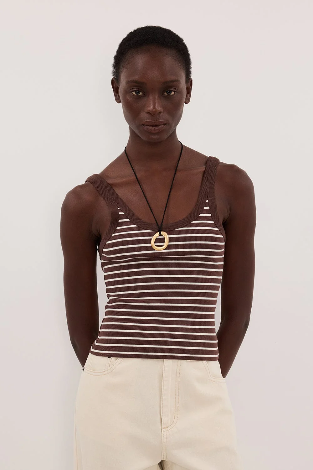PENNY CHOC SLEEVELESS STRIPE KNIT TANK TOP - Image 2