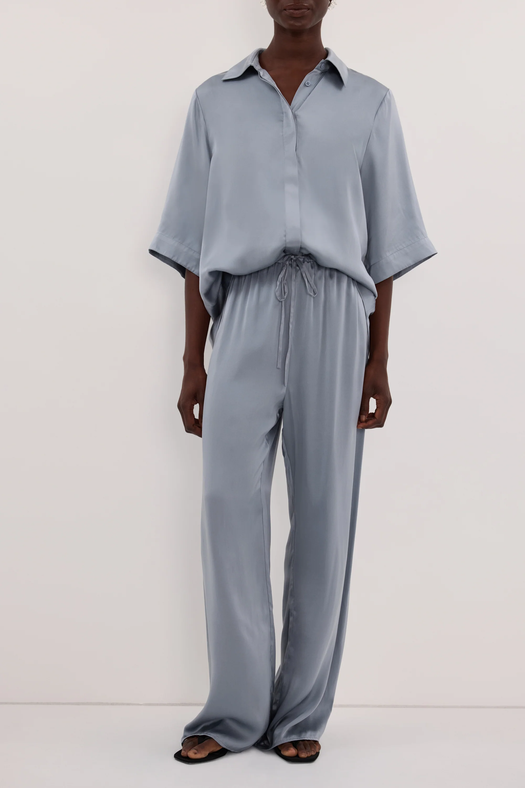 PERCY DUSTY BLUE SILK PANT - Image 2