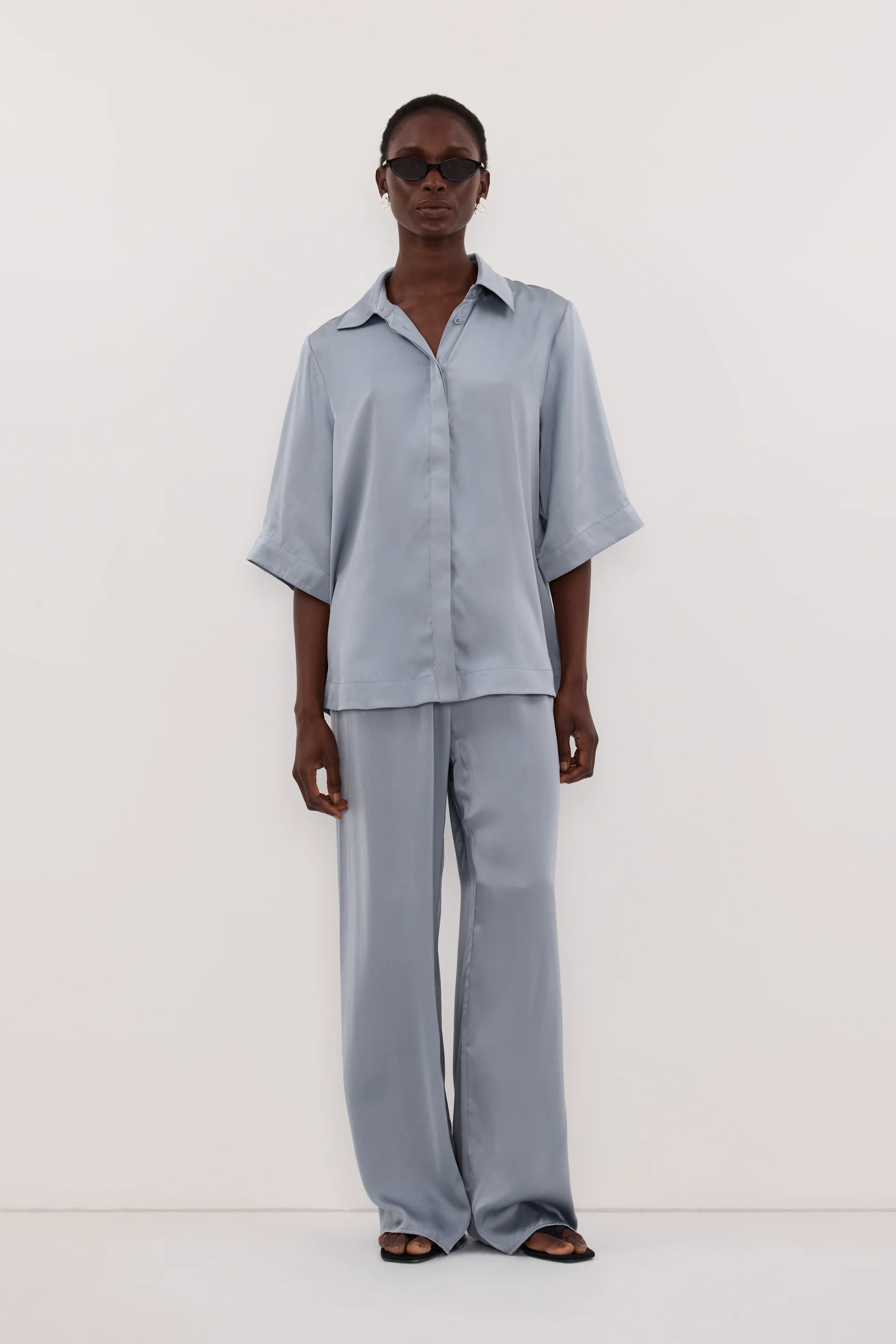 PERCY DUSTY BLUE SILK PANT - Image 3