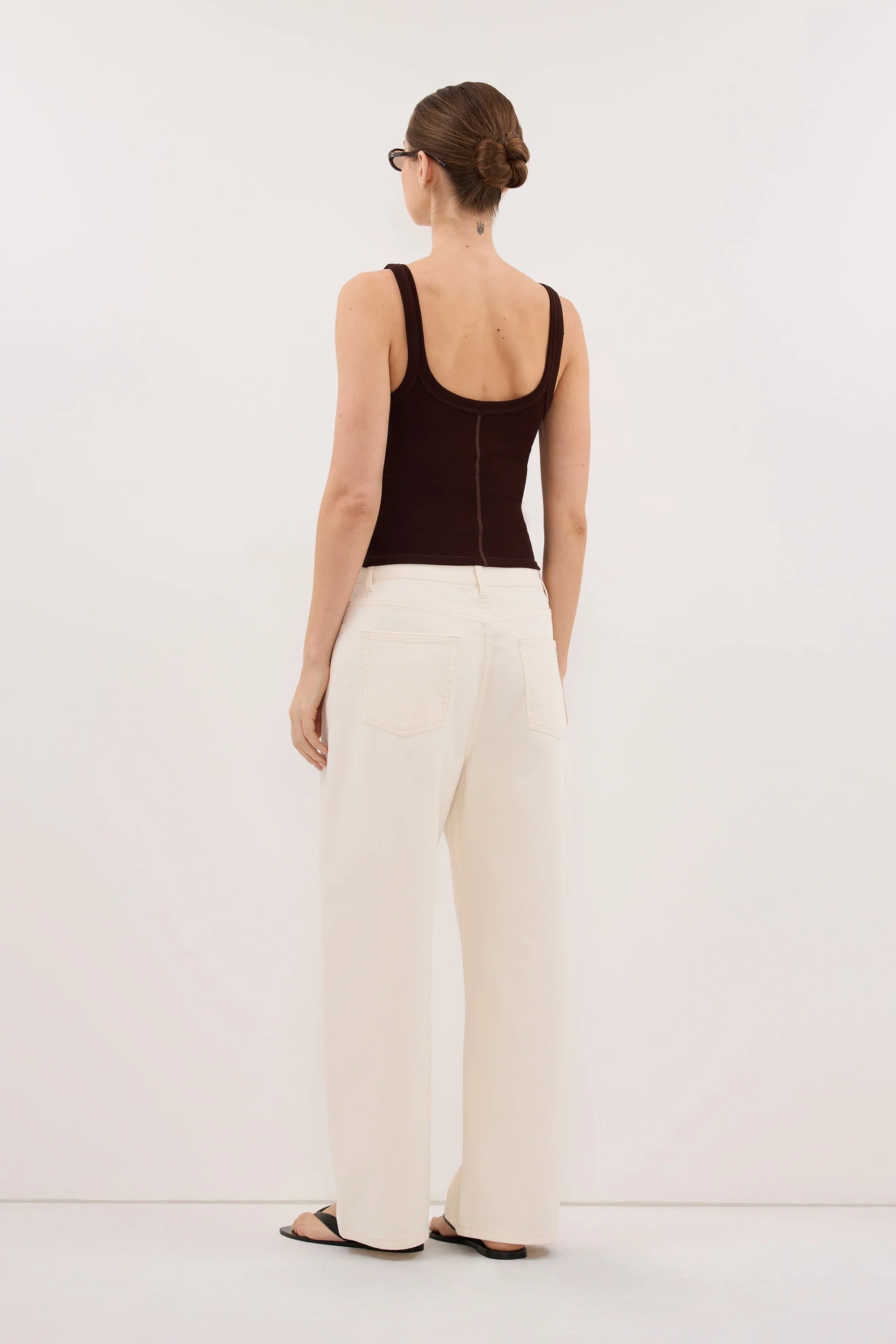 PHOEBE BURNT CHOC SCOOP NECK TANK TOP - Image 4