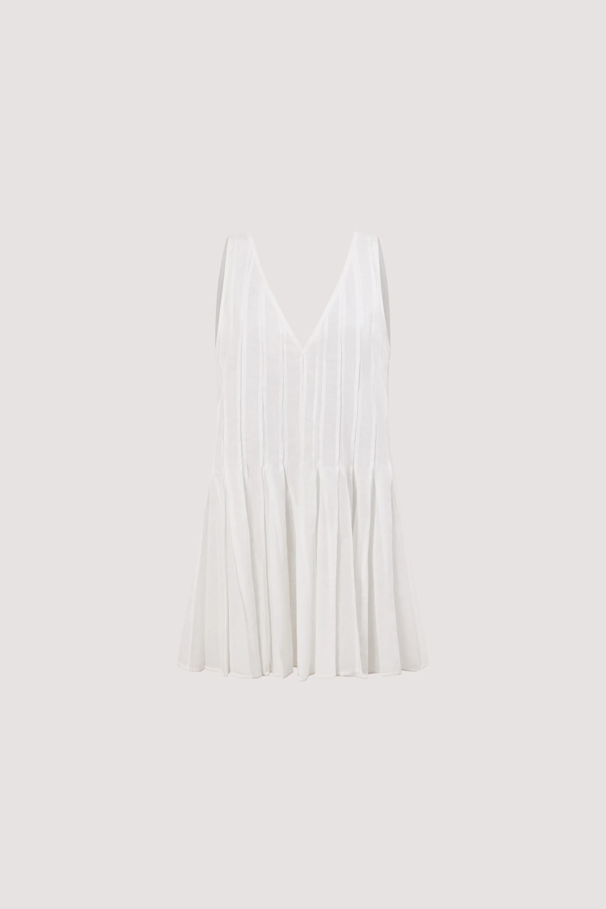 PIXIE WHITE LINEN MINI GODET DRESS - Image 7