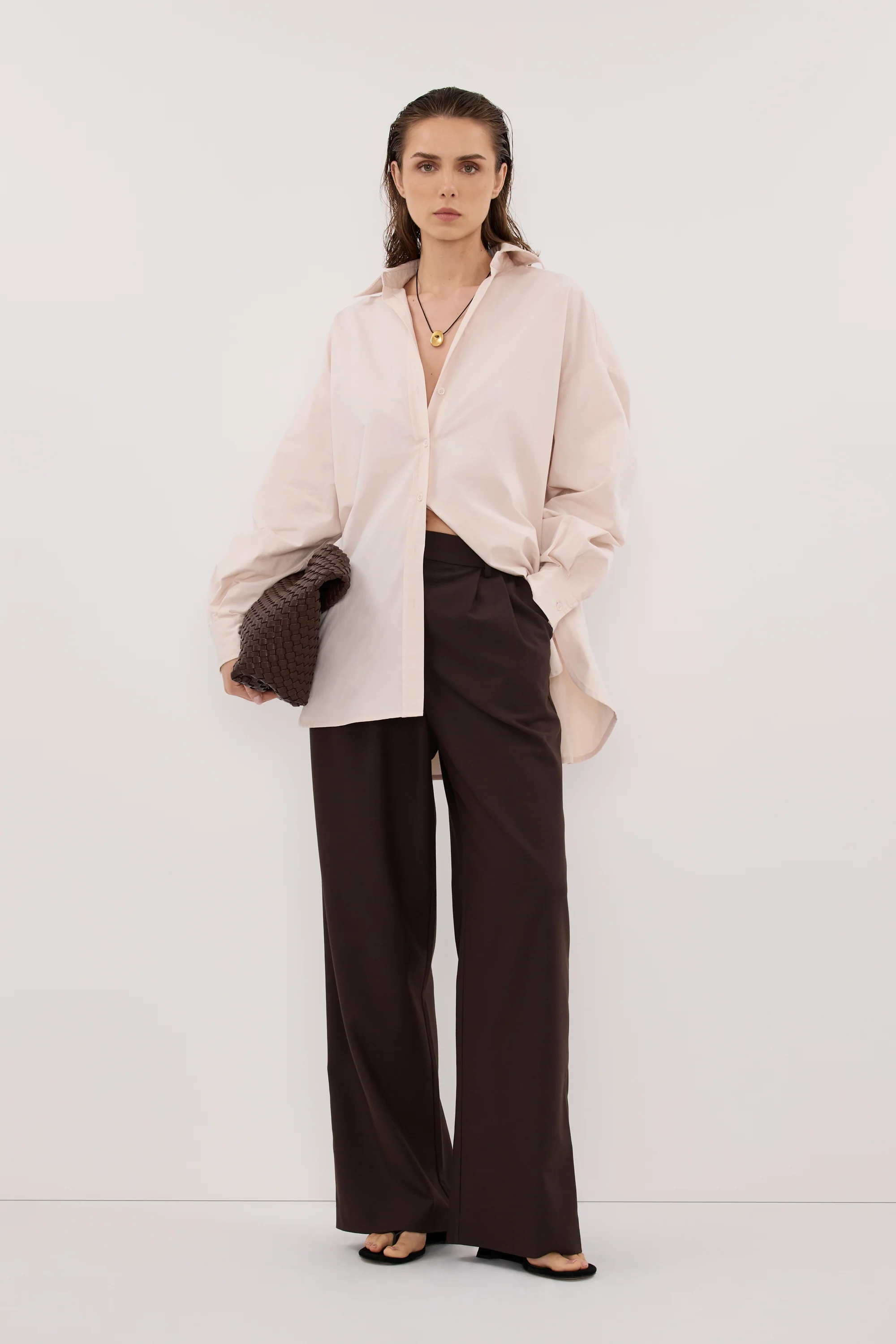 RAQUEL POWDER LONG SLEEVE COTTON POPLIN SHIRT
