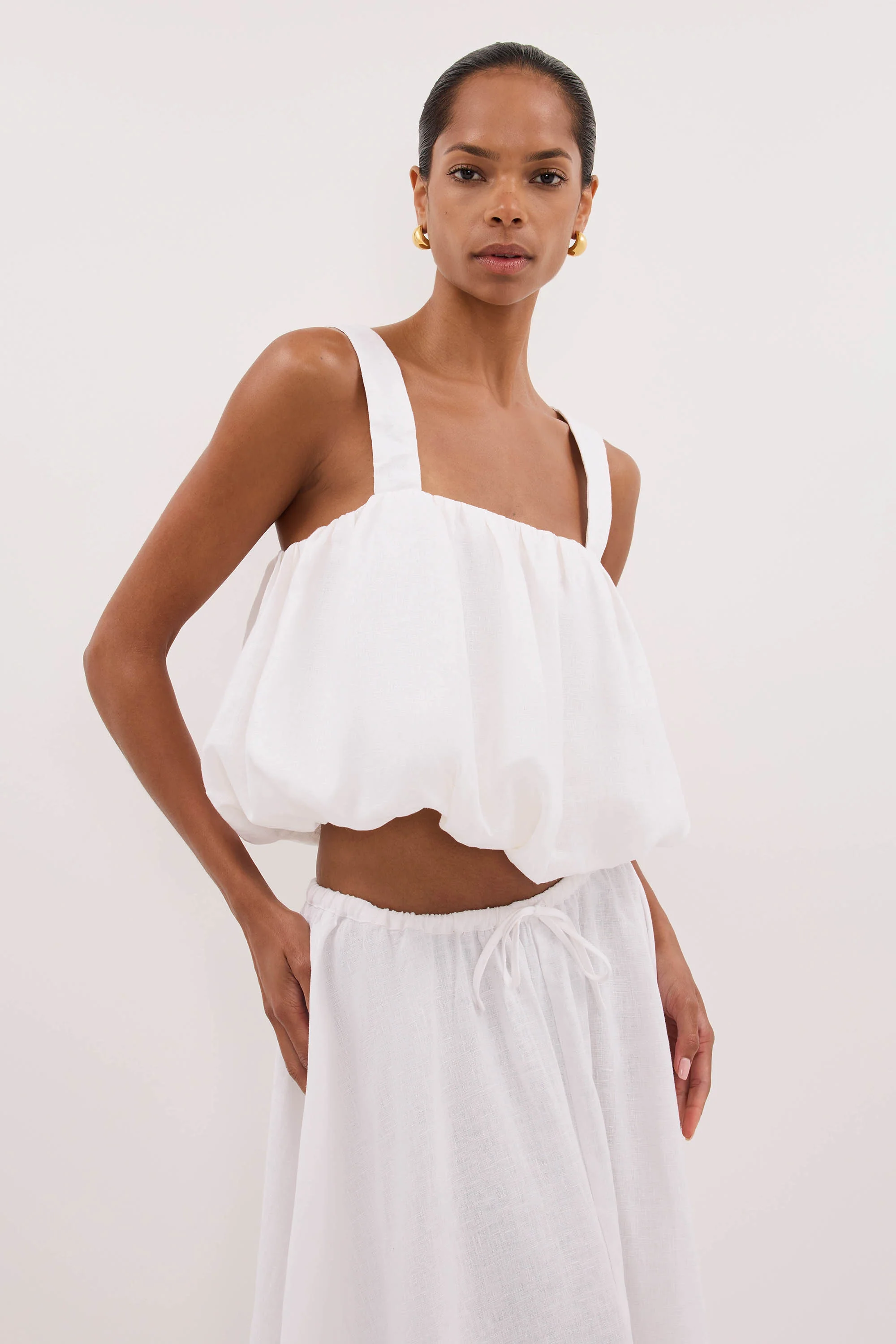 RAVELLO WHITE LINEN BUBBLE TOP - Image 2