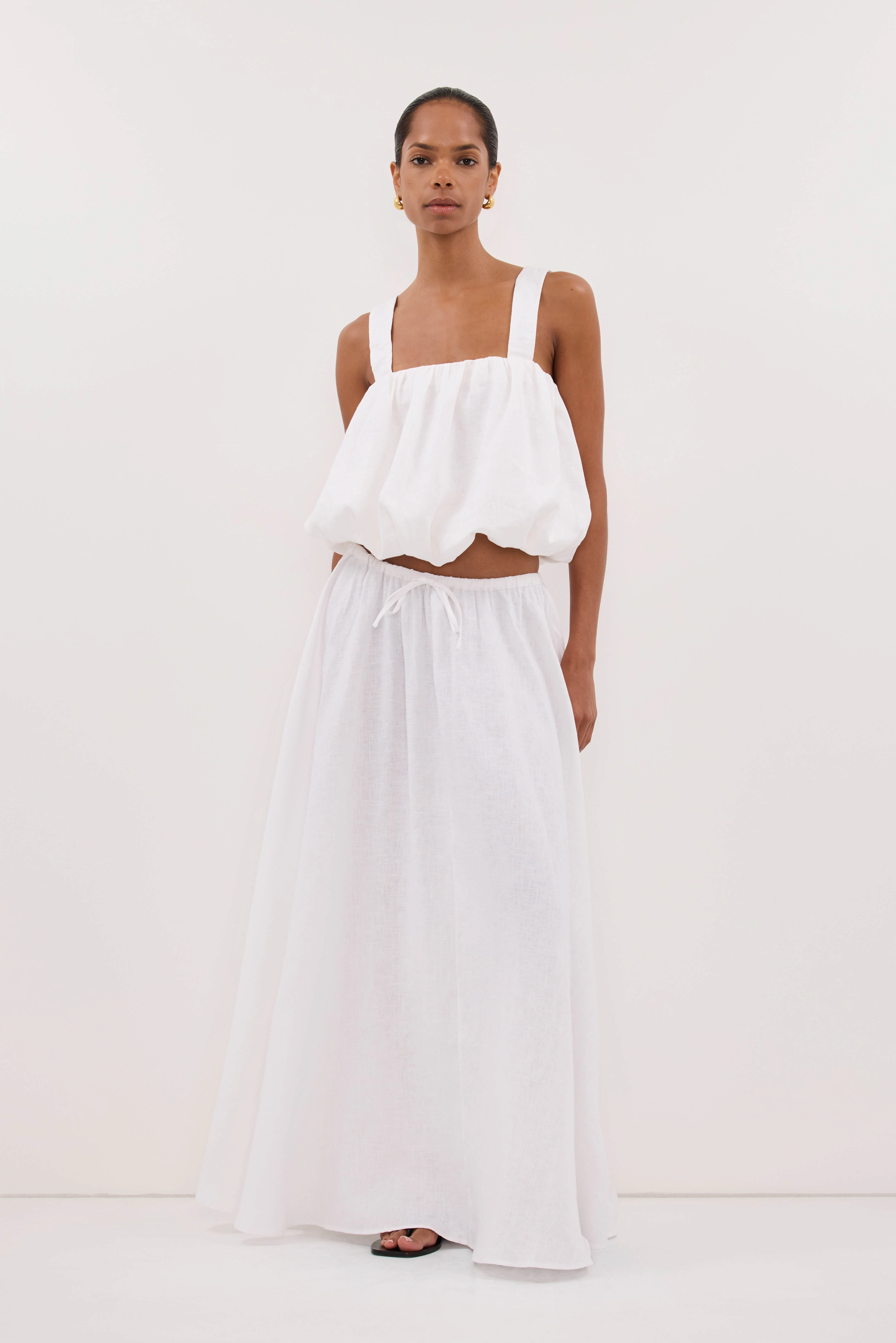 RAVELLO WHITE LINEN BUBBLE TOP - Image 3