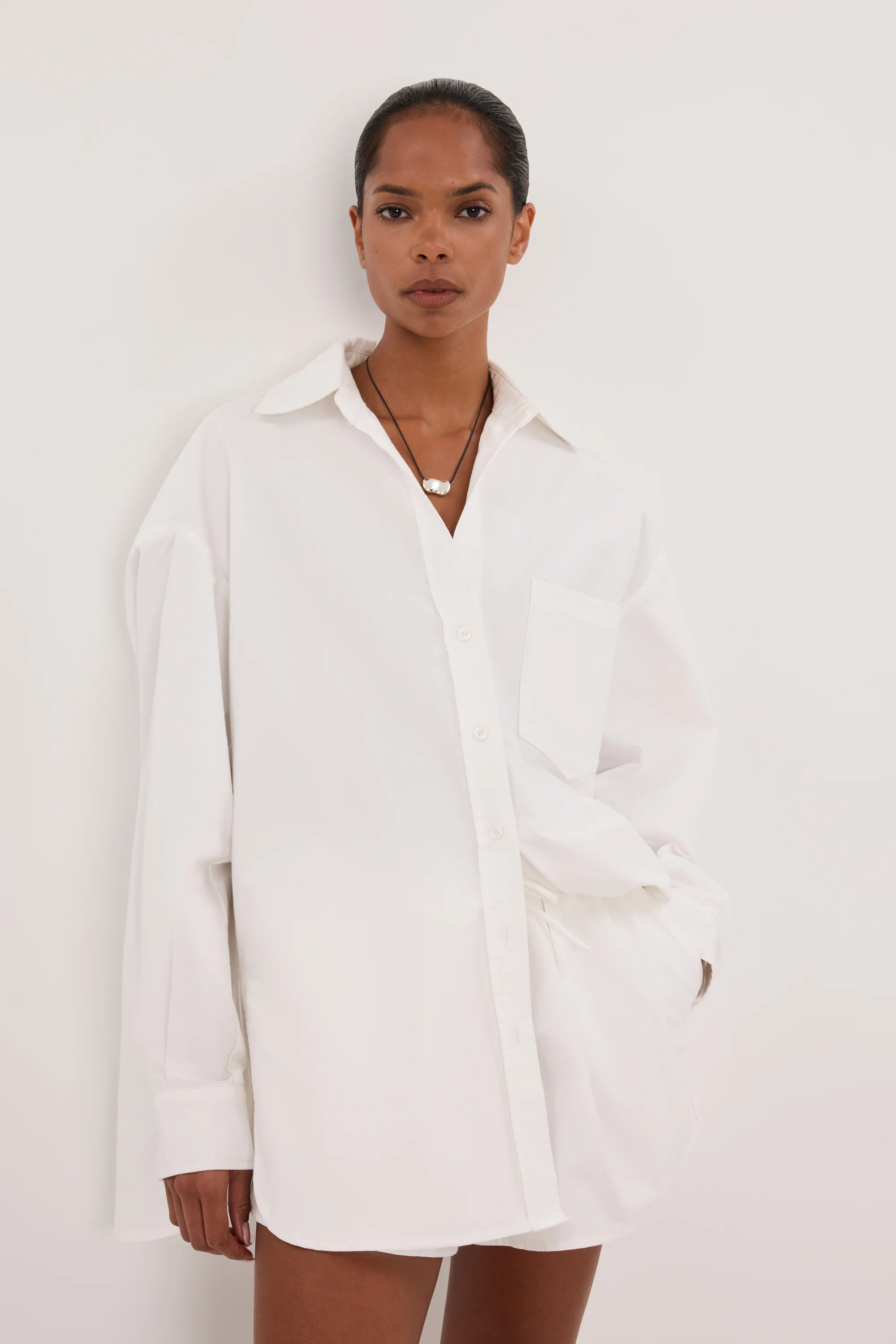 RHEA 2.0 WHITE OVERSIZED COTTON SHIRT - Image 2